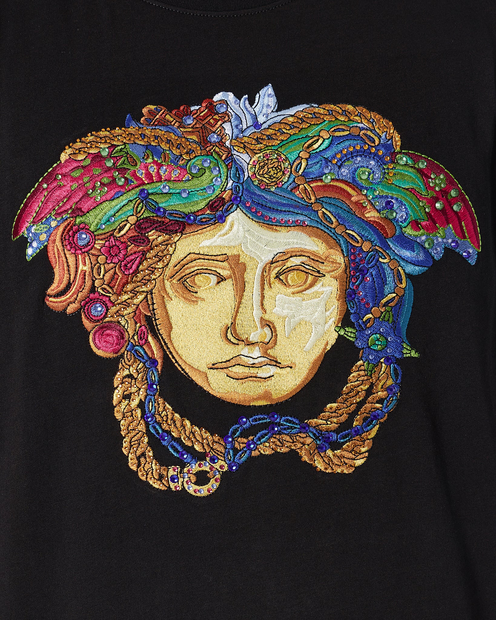 VER Rhinestone Medusa Men Black T-Shirt 22.90