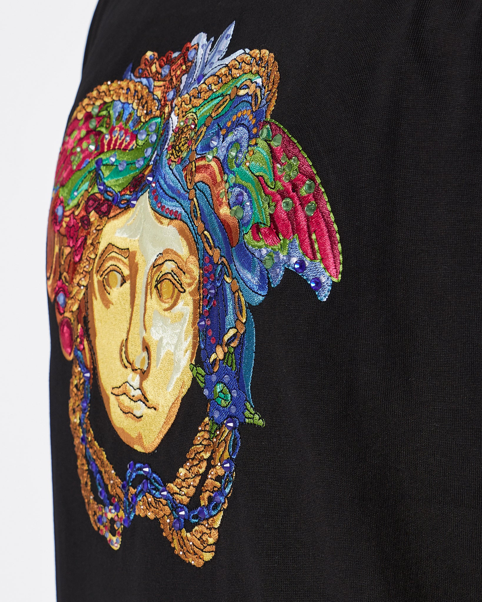 VER Rhinestone Medusa Men Black T-Shirt 22.90