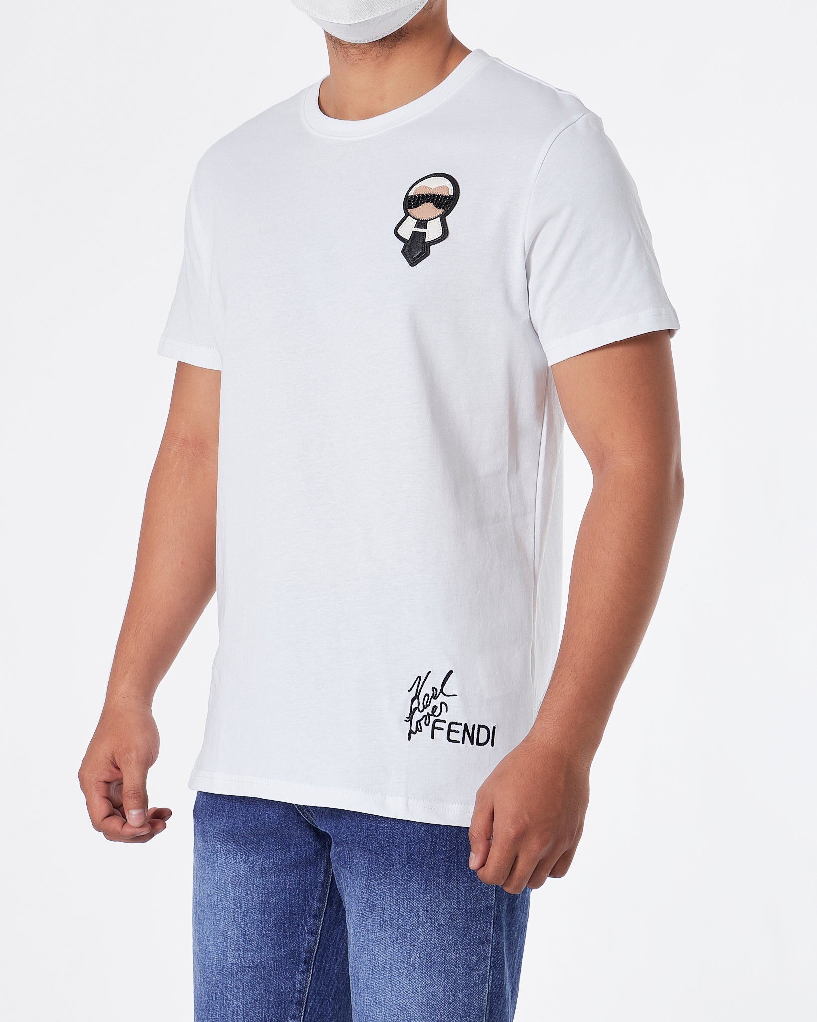 KAR Rhinestone Cartoon Men White T-Shirt 23.90