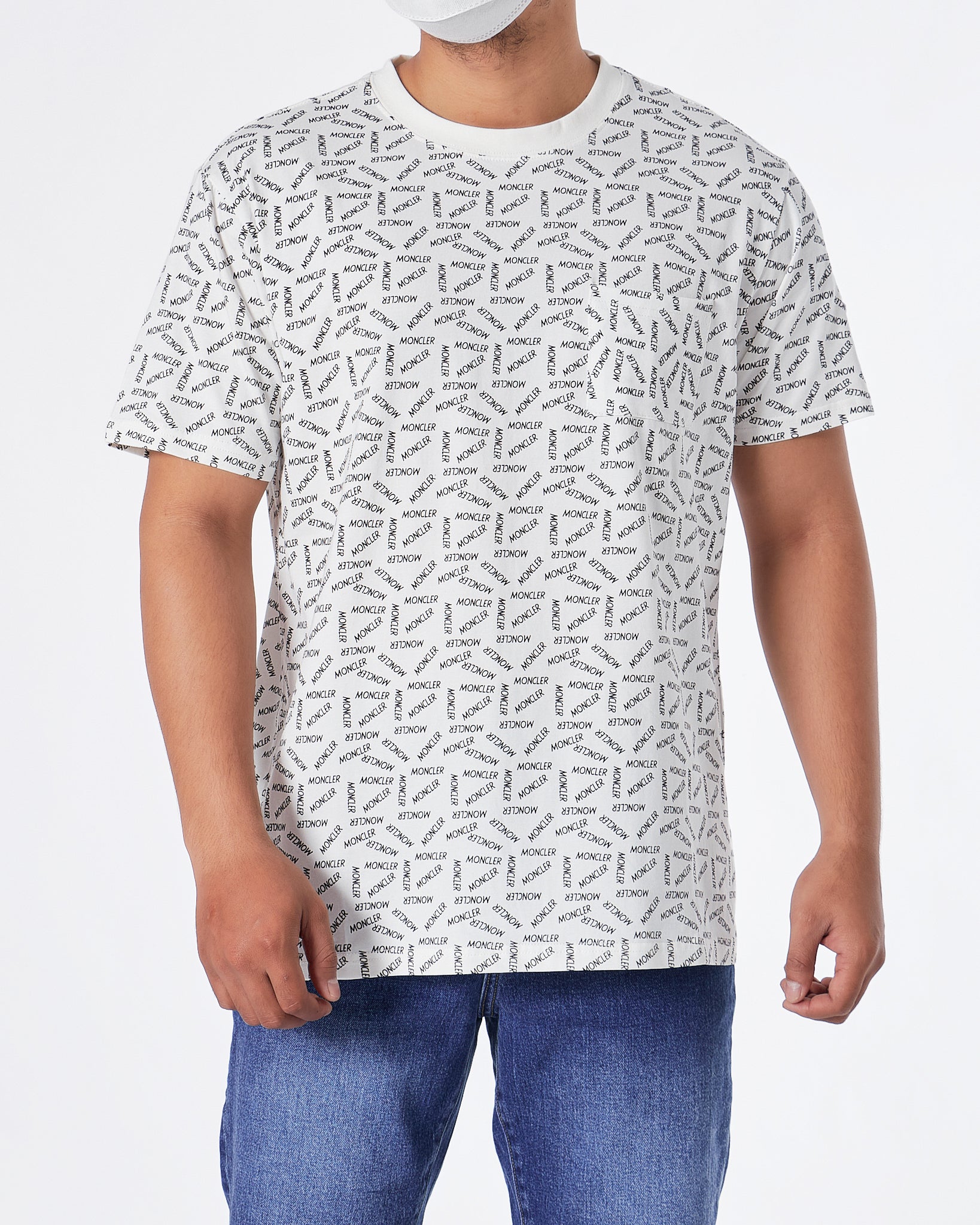 MON Logo Over Printed Men White T-Shirt 21.90