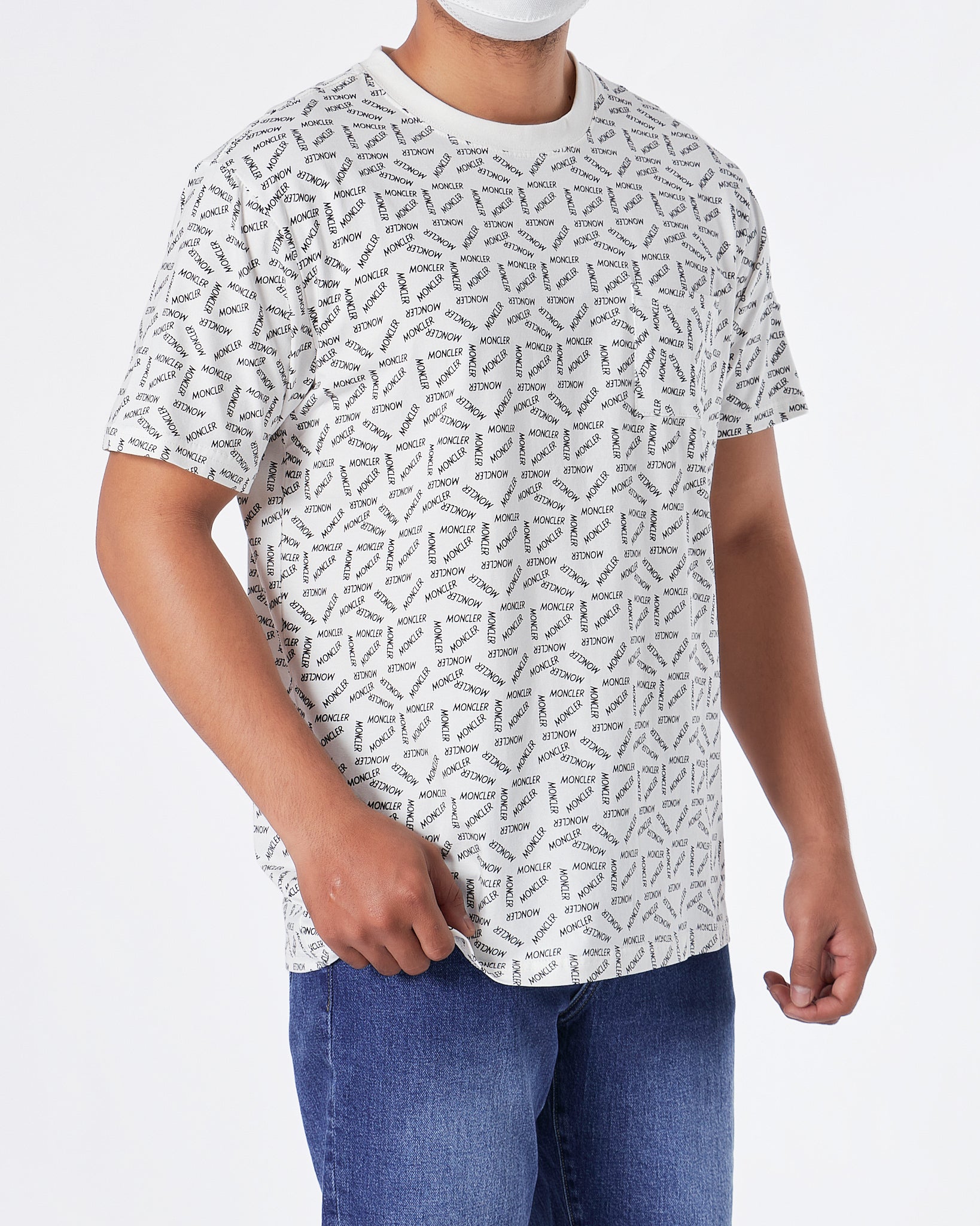 MON Logo Over Printed Men White T-Shirt 21.90