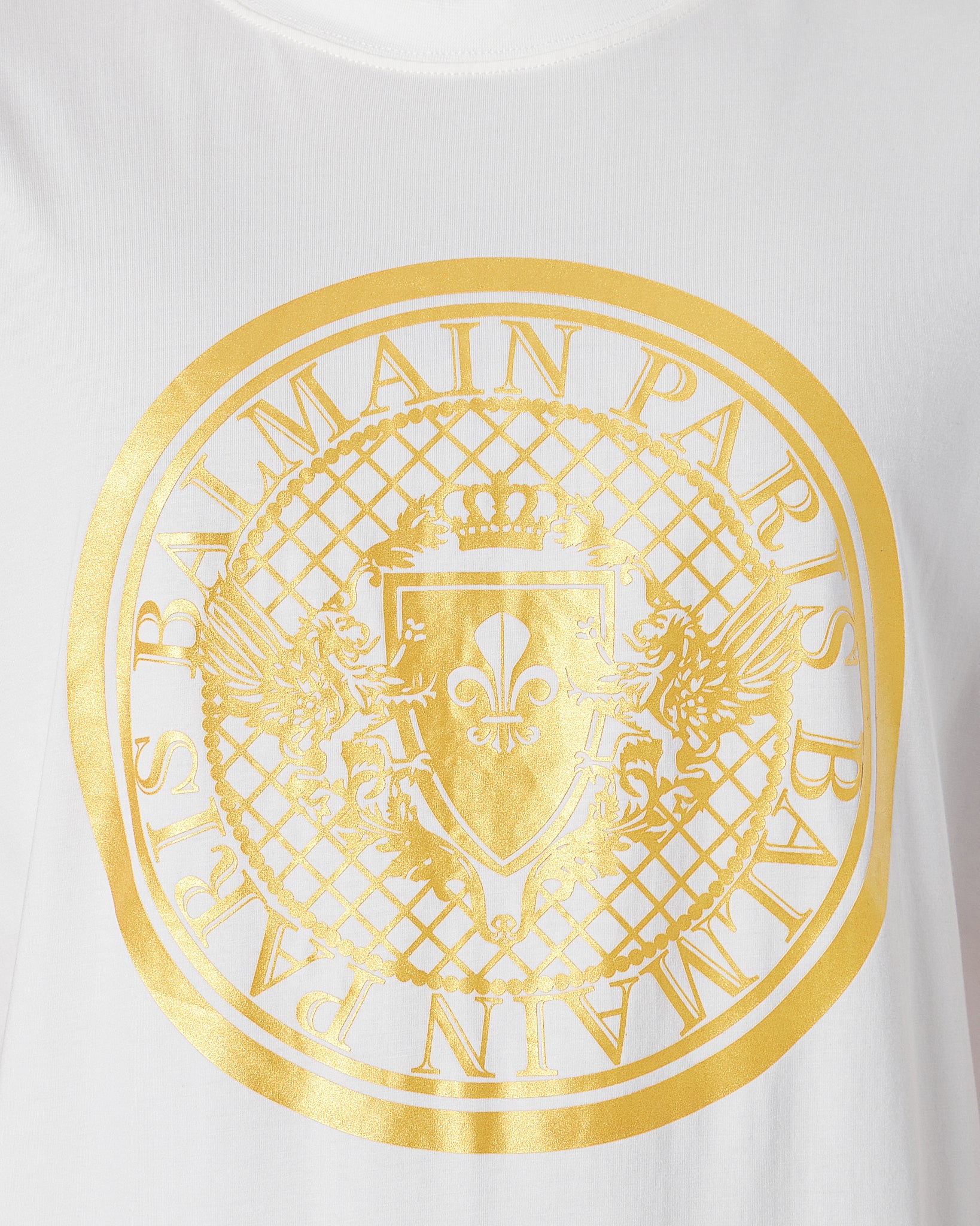 BAM Round Gold Printed Men White T-Shirt 20.90