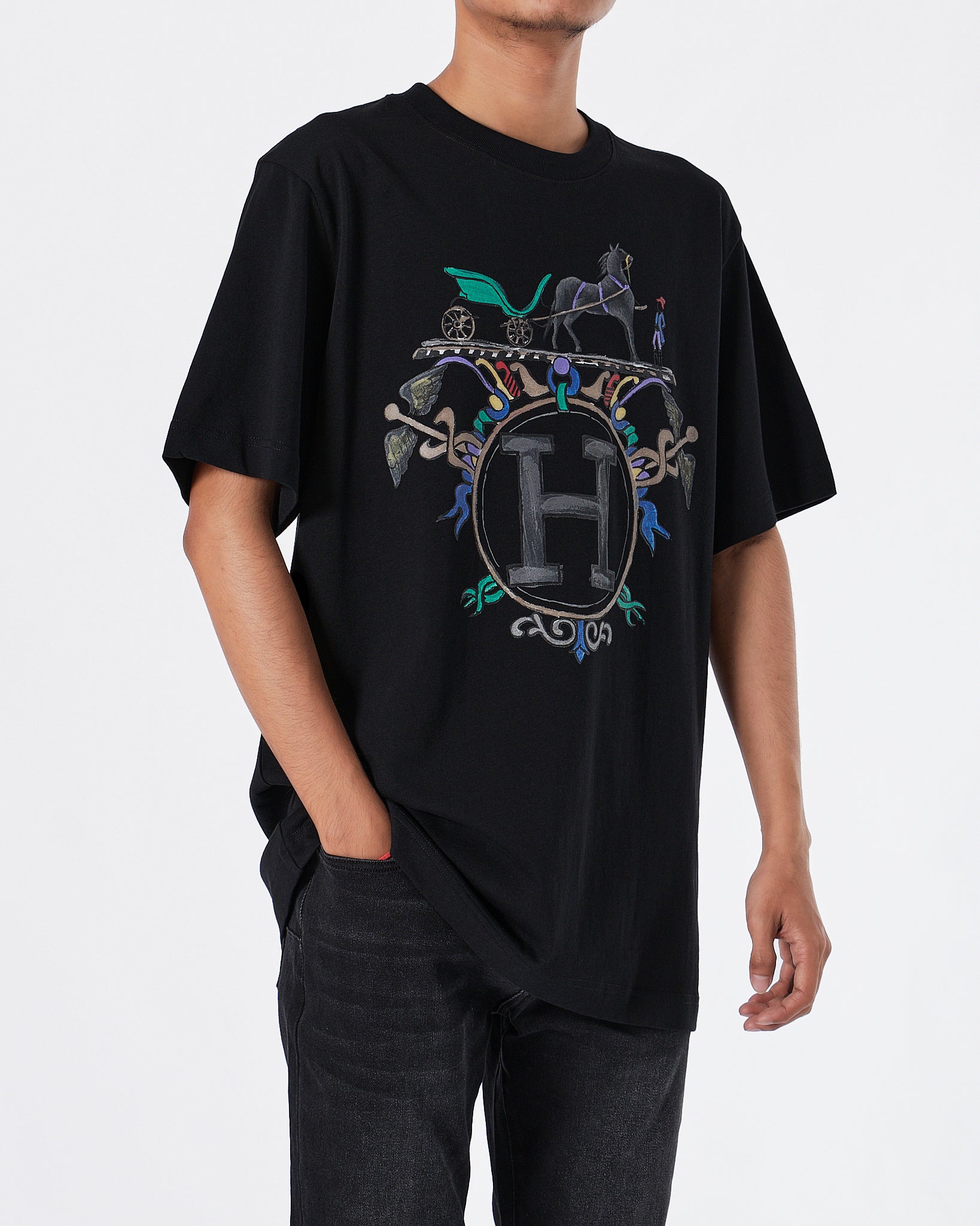 HER Logo Printed Men Black T-Shirt 65.90