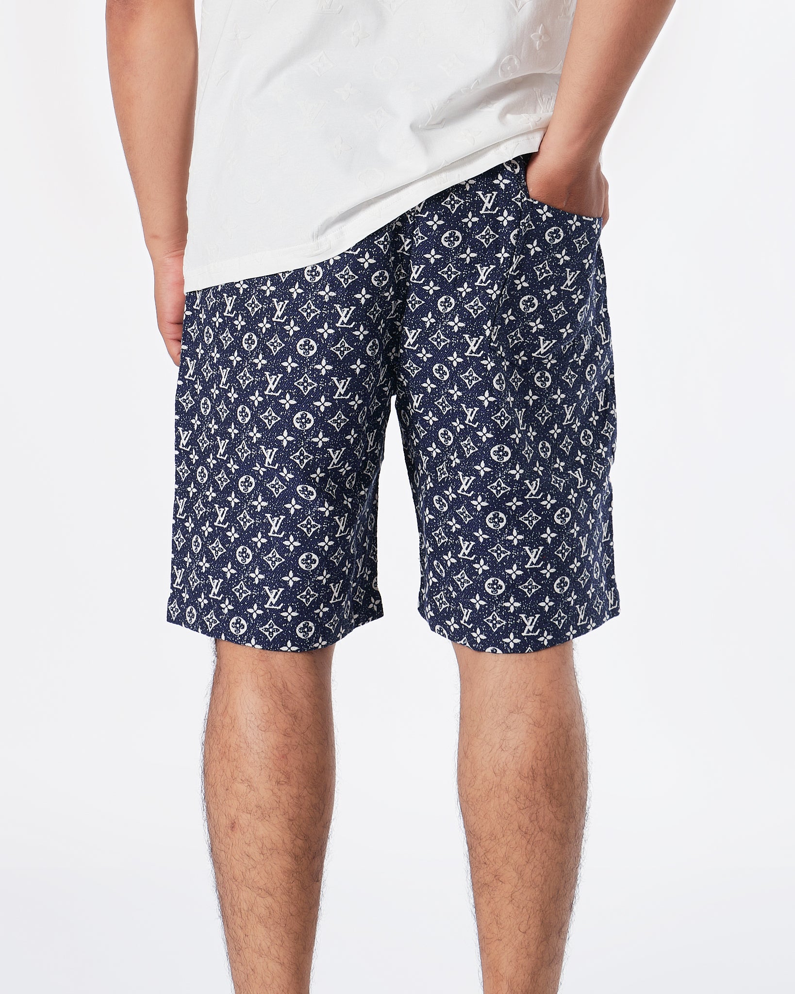 LV Monogram Over Printed Men Dark Blue Shorts 27.90