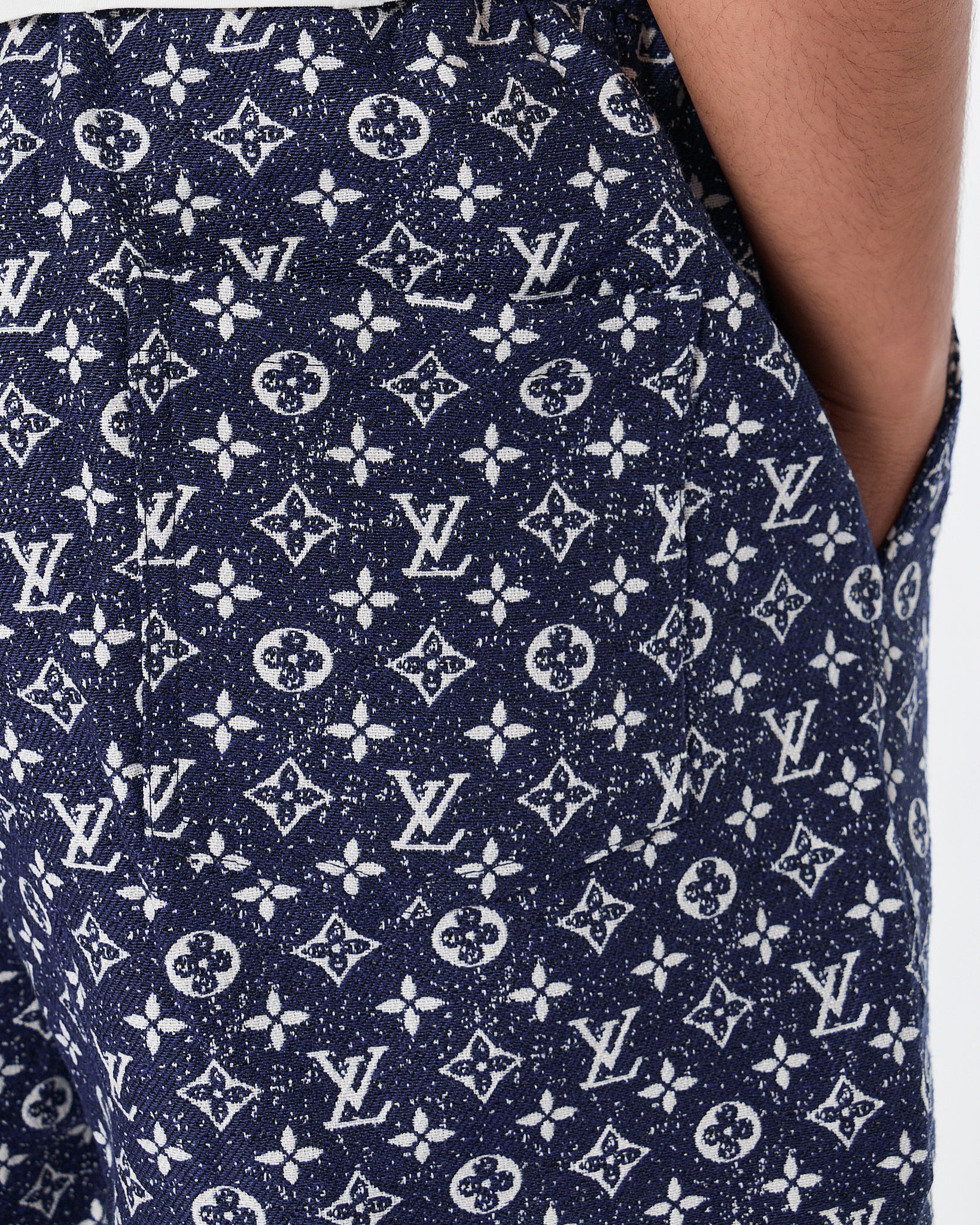 LV Monogram Over Printed Men Dark Blue Shorts 27.90