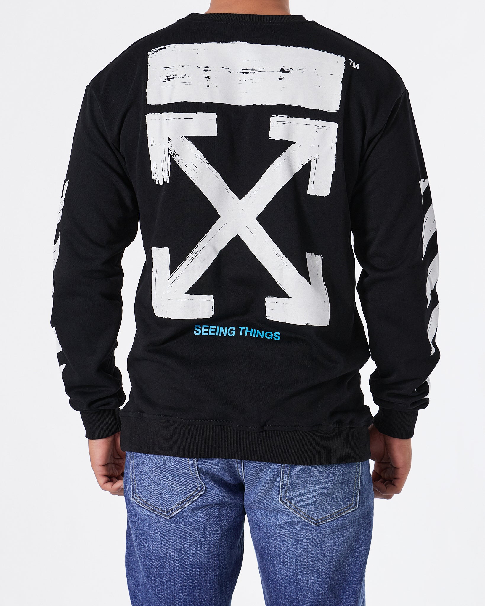 OW Cross Arrow Back Printed Men Black Sweater 29.90