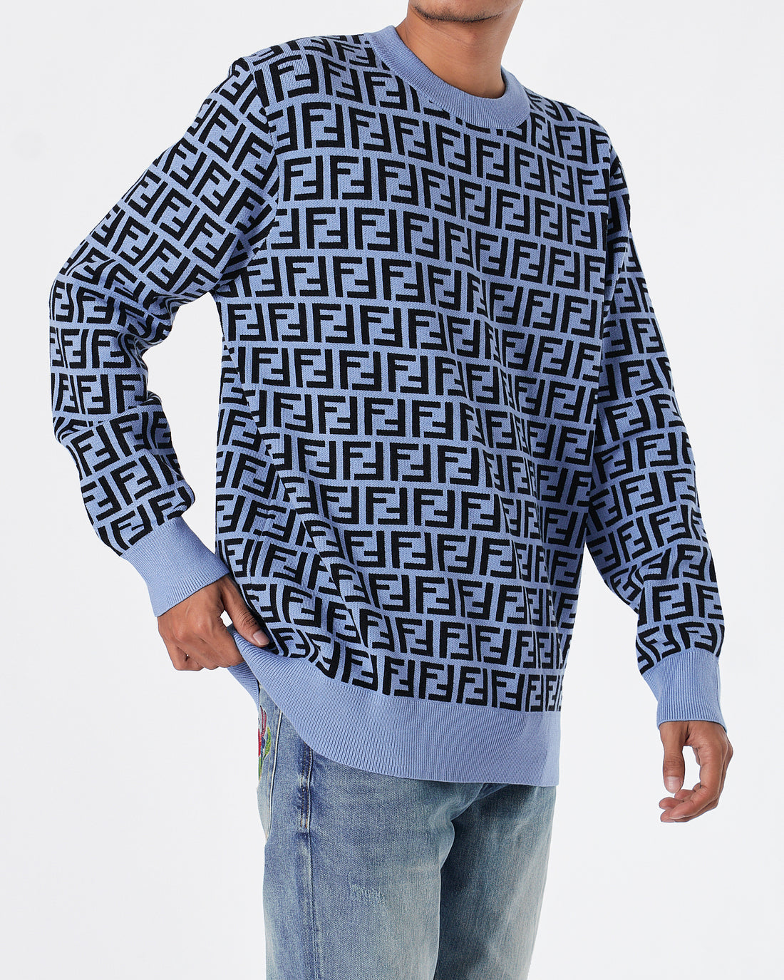 FEN Monogram Unisex Blue Soft Knit Sweater 59.90