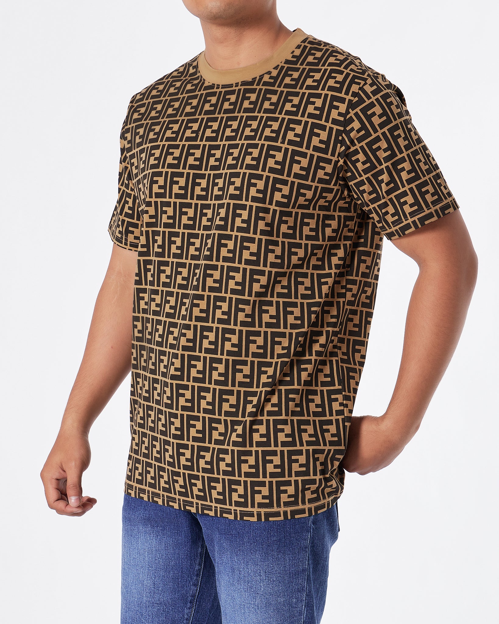 FEN Monogram Over Printed Men Brown T-Shirt 22.90