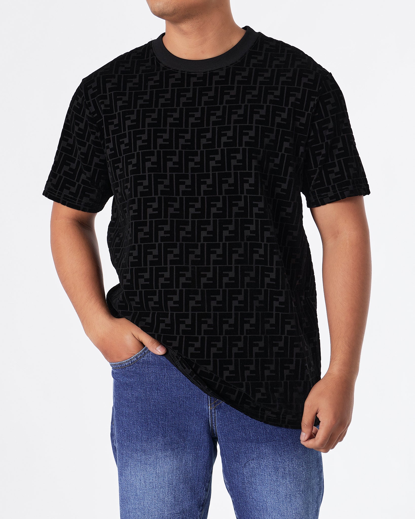 FEN Monogram Over Printed Men Black T-Shirt 22.90