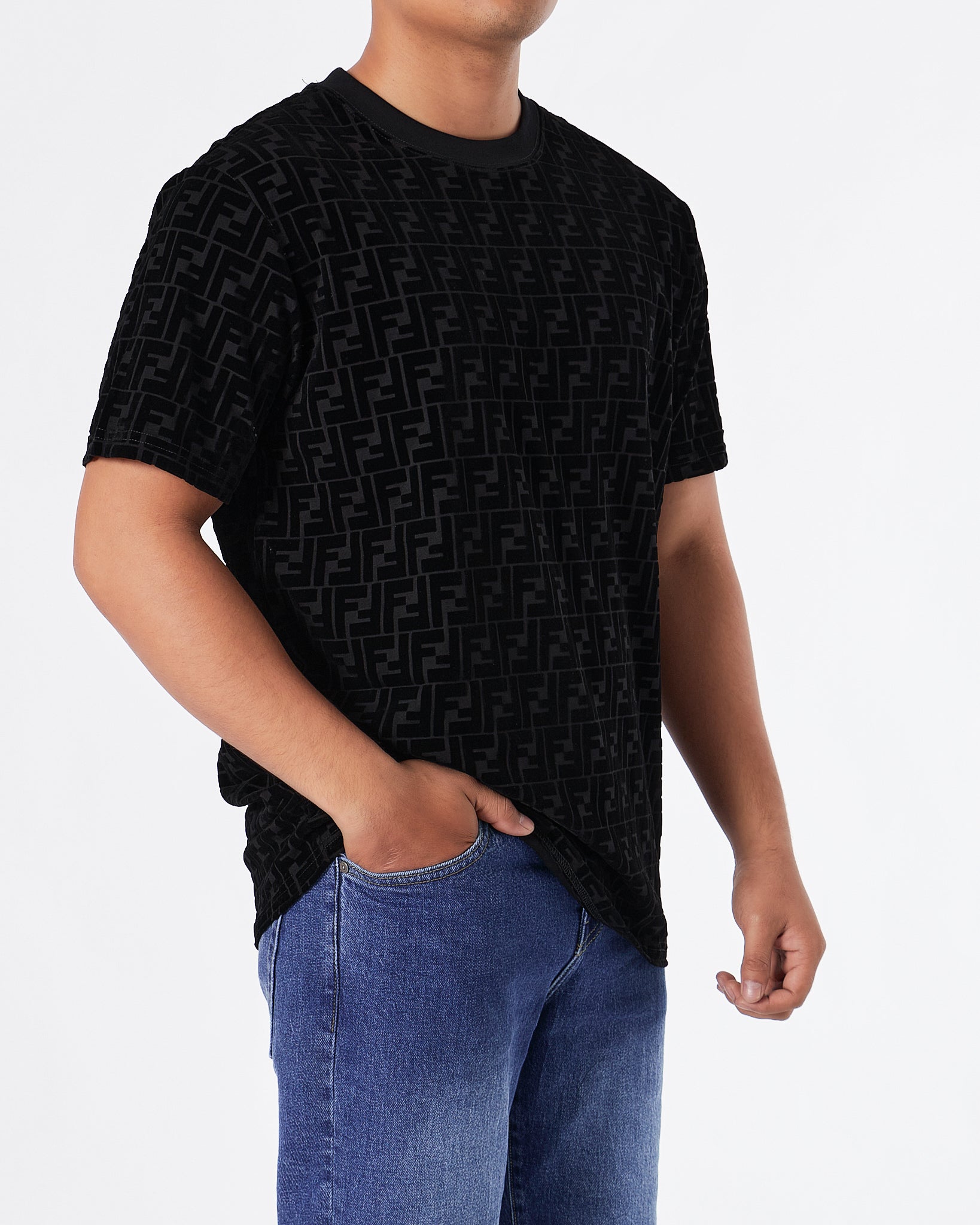 FEN Monogram Over Printed Men Black T-Shirt 22.90