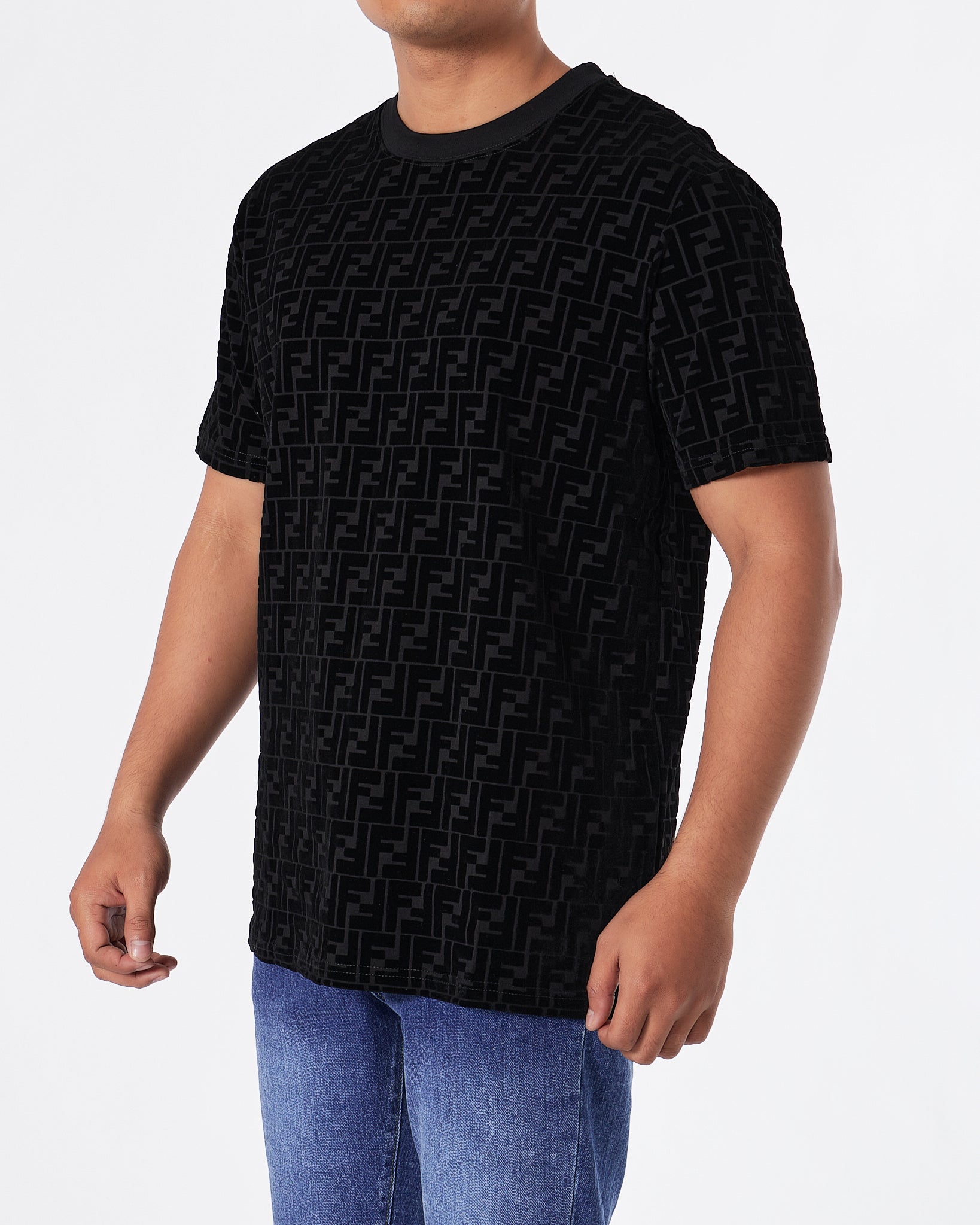 FEN Monogram Over Printed Men Black T-Shirt 22.90