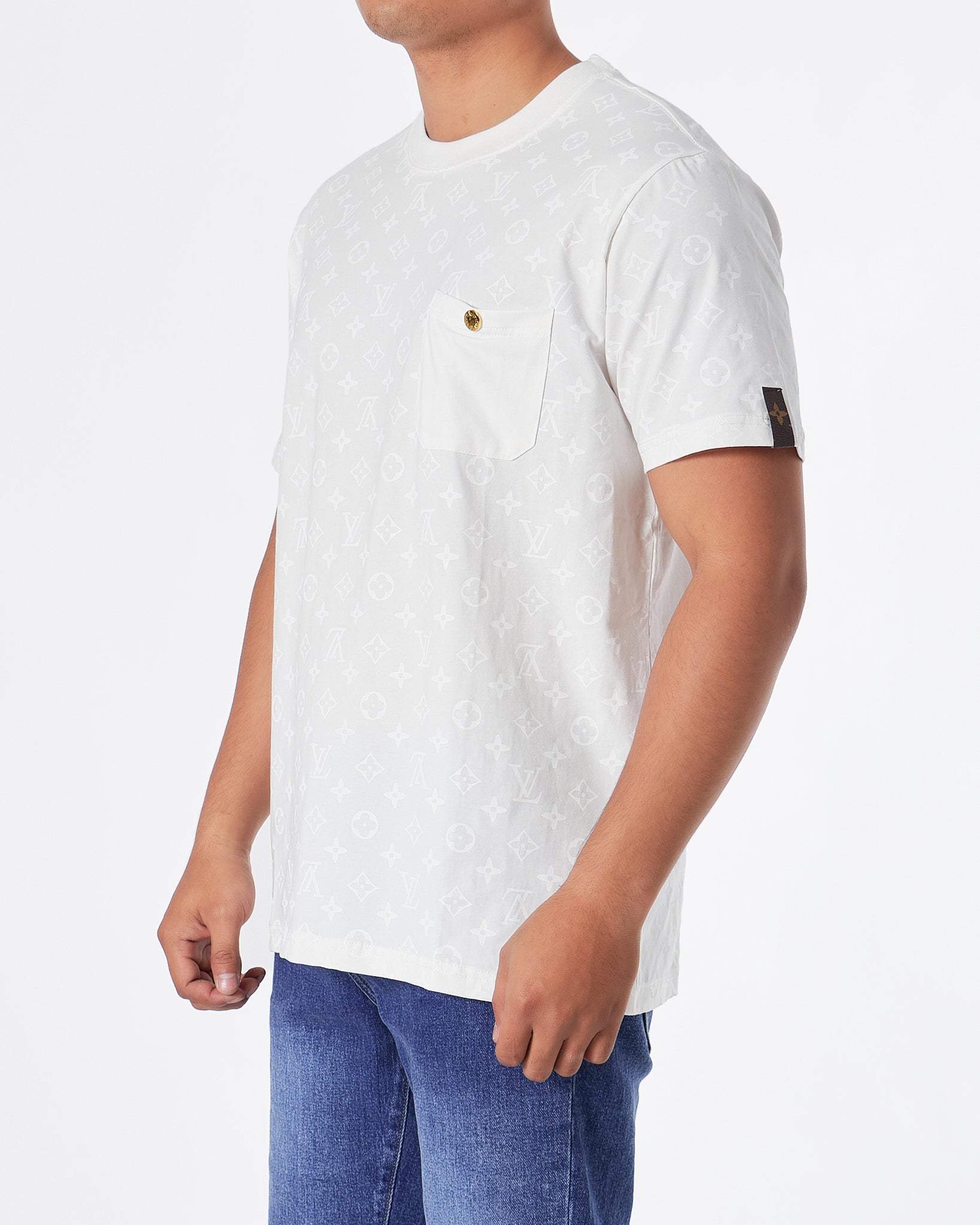 LV Monogram Over Printed Men White T-Shirt 24.90