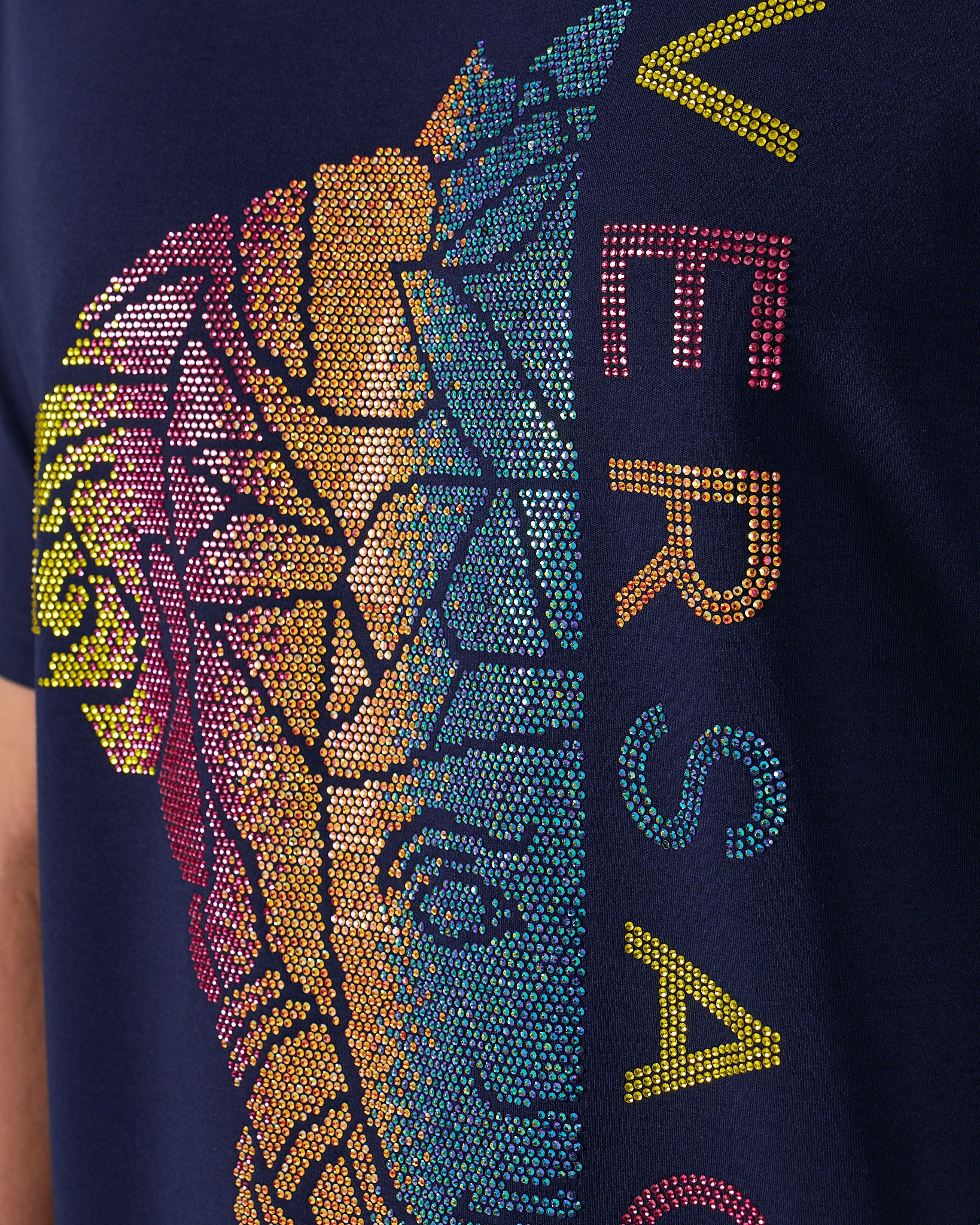 VER Rhinestone Medusa Printed Men Blue T-Shirt 68.90