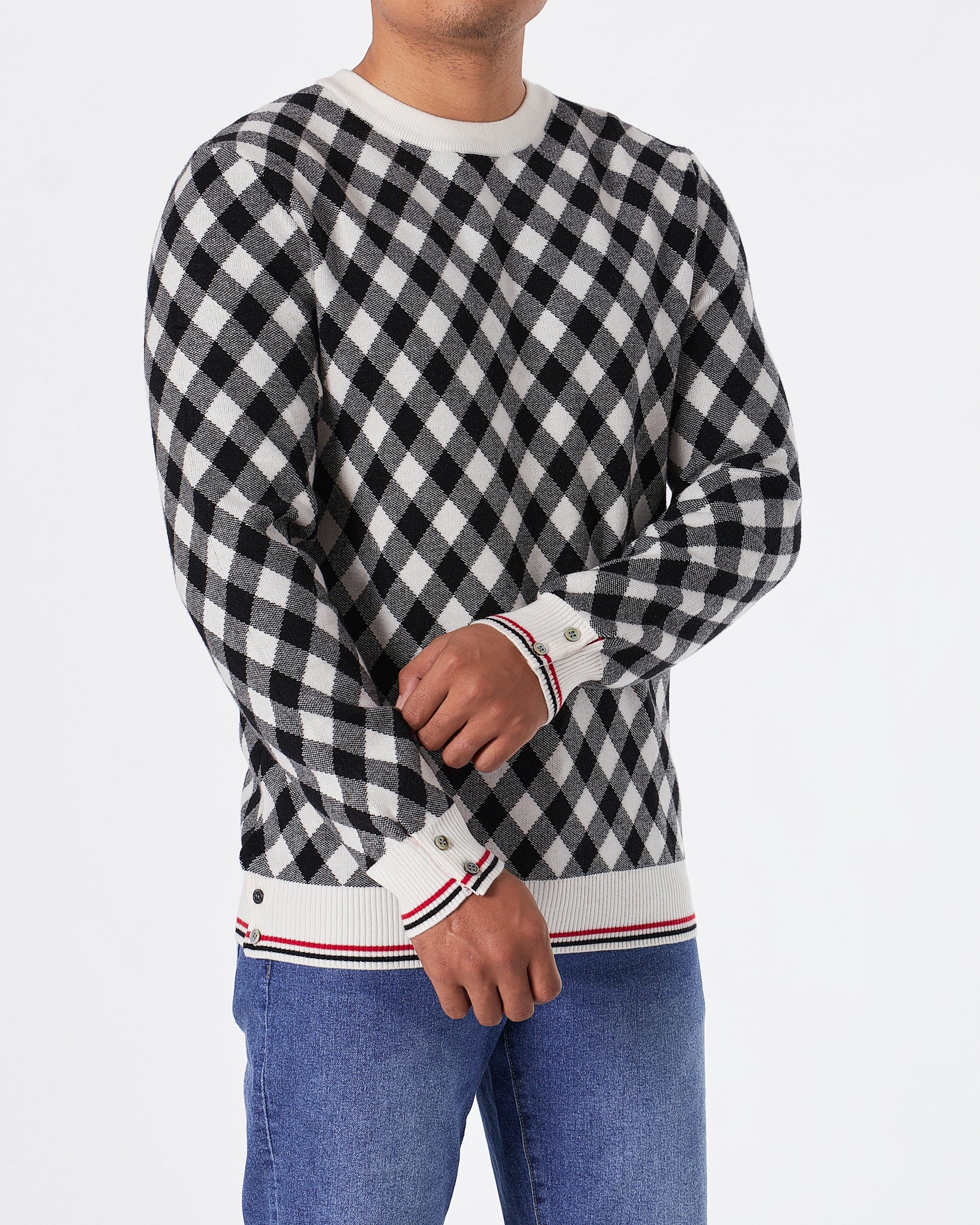 TB Gingham Checked Men Soft Knit Sweater 72.90
