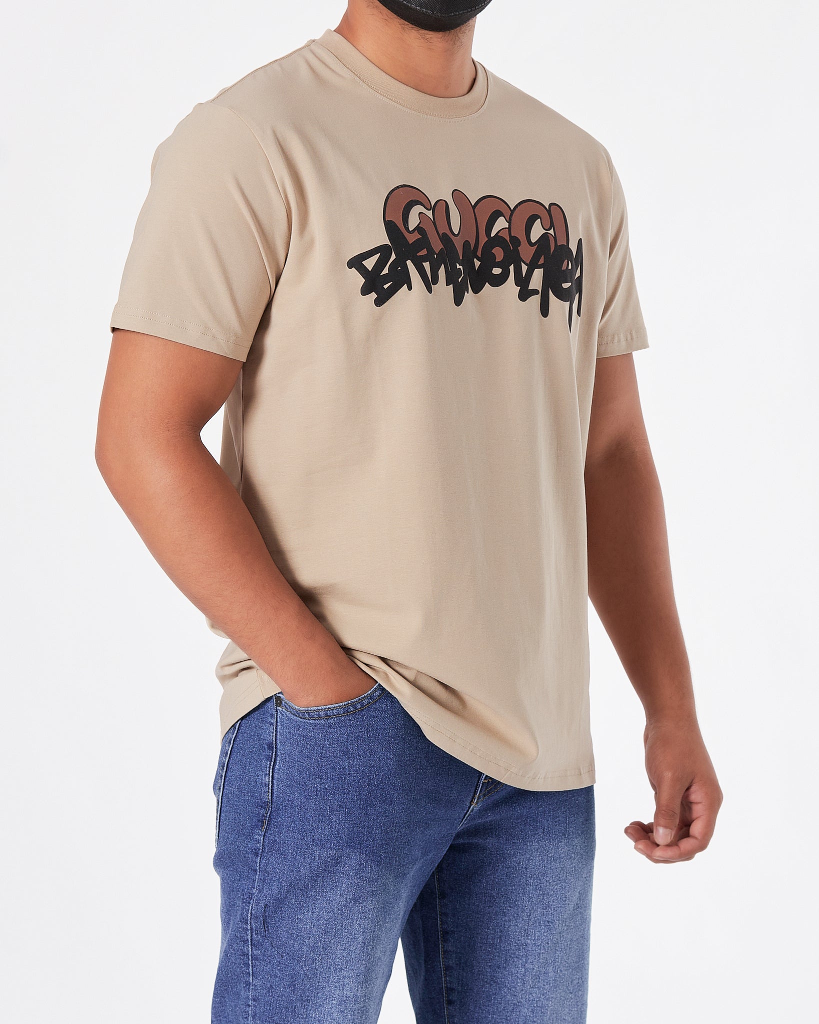 GUC x BB Printed Men Cream T-Shirt 18.90