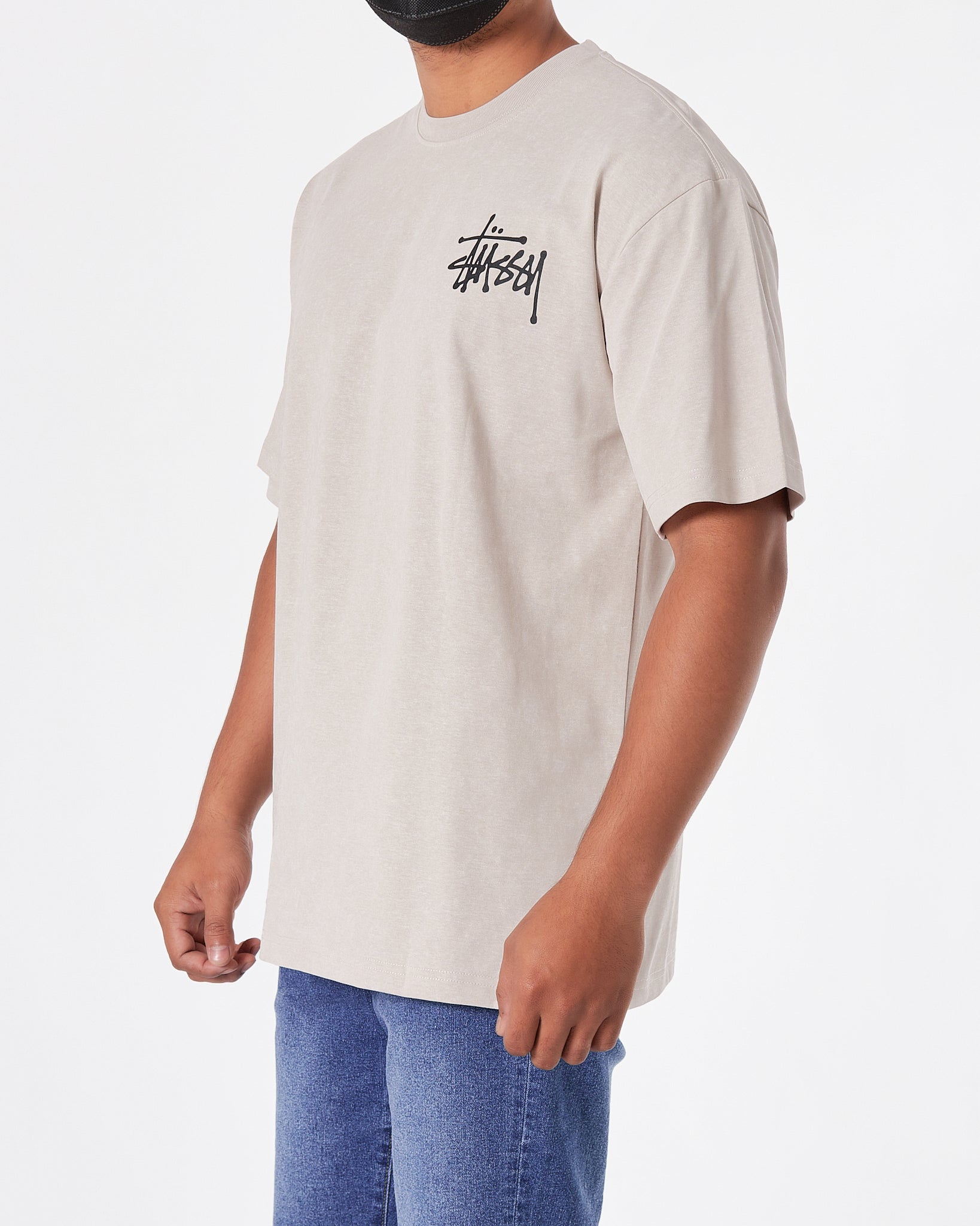 STU Back Logo Printed Men Cream T-Shirt 20.90
