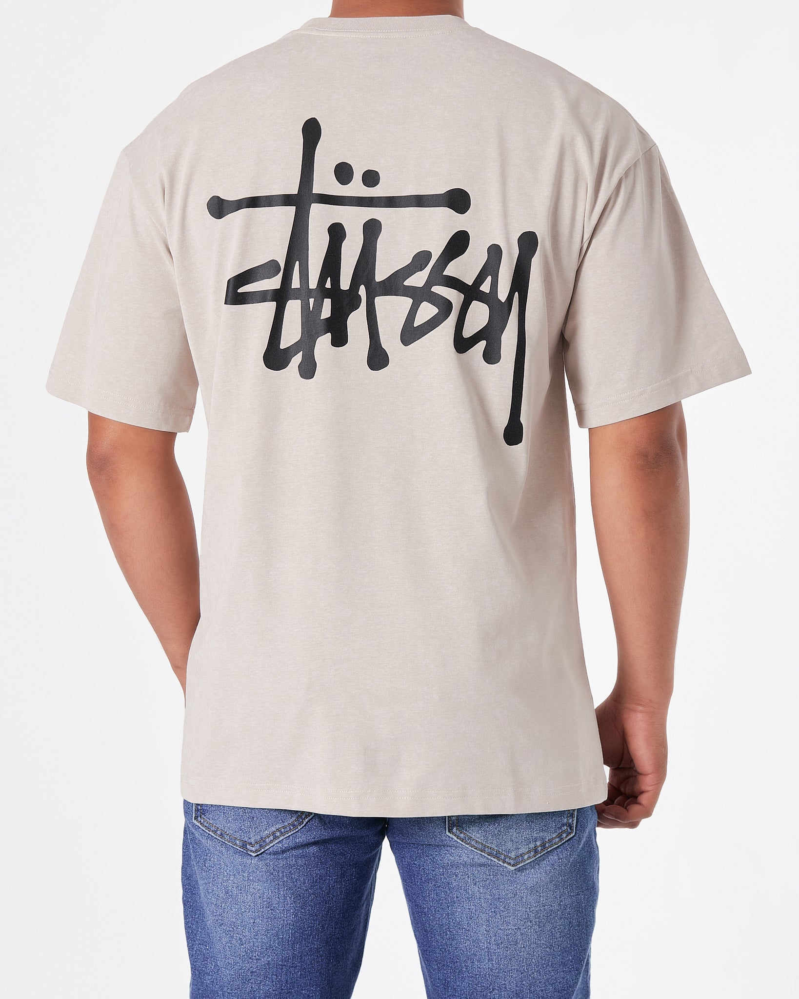 STU Back Logo Printed Men Cream T-Shirt 20.90