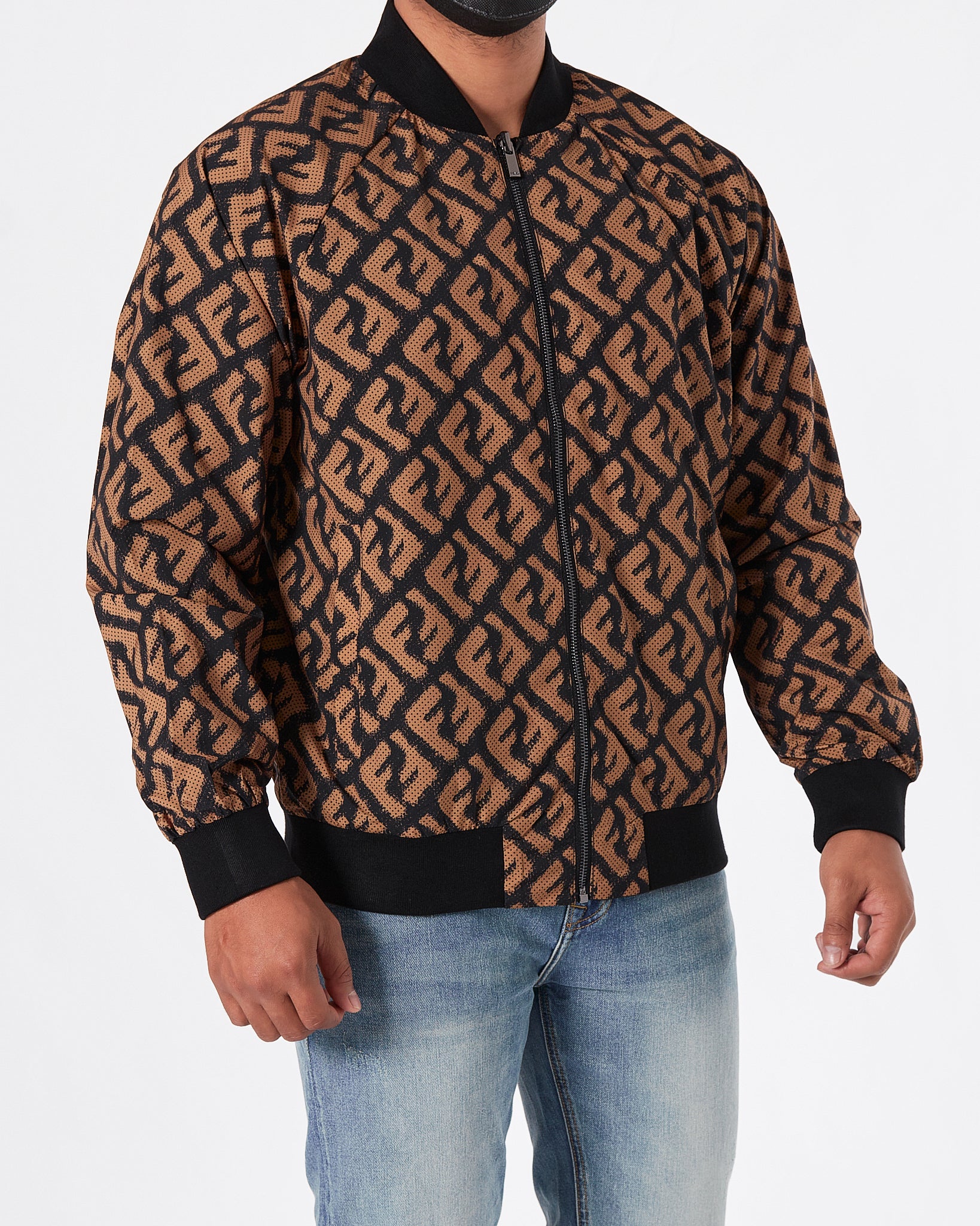 FEN Monogram Over Printed Men Brown Bomber Jacket 109.90