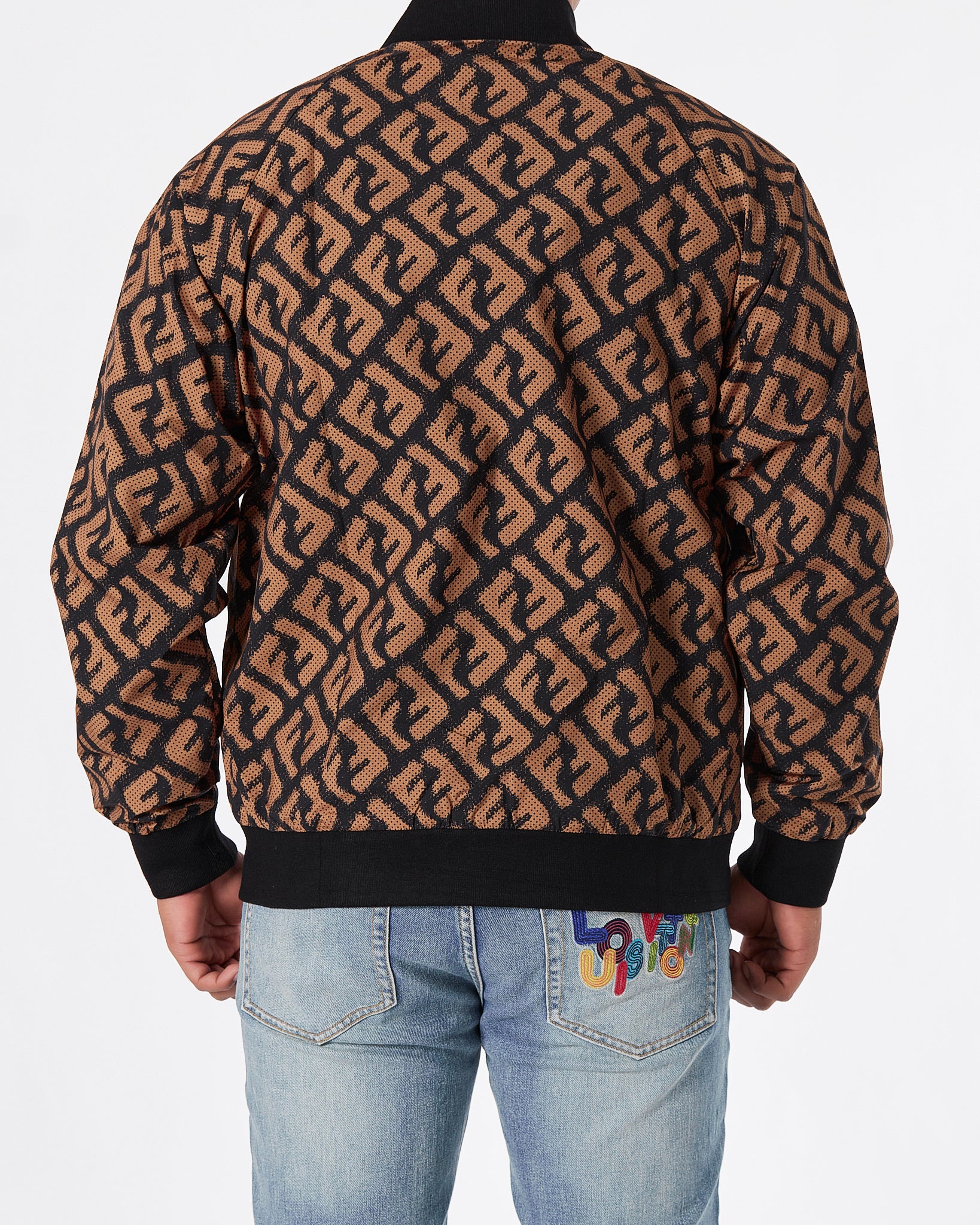 FEN Monogram Over Printed Men Brown Bomber Jacket 109.90
