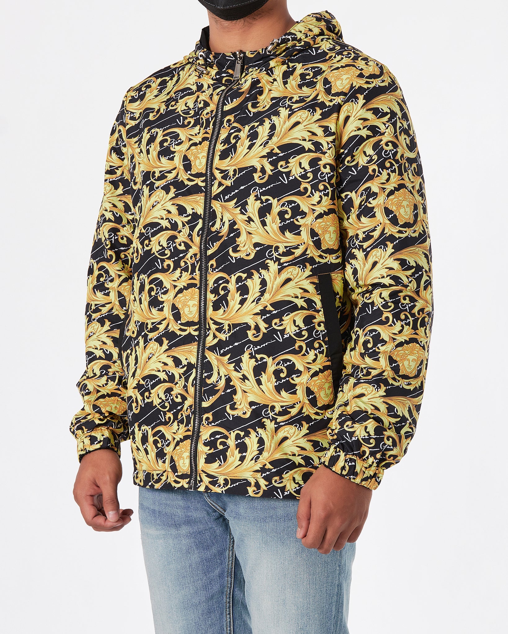 VER Black And Gold Sketch Men Waterproof Hoodie 129.90