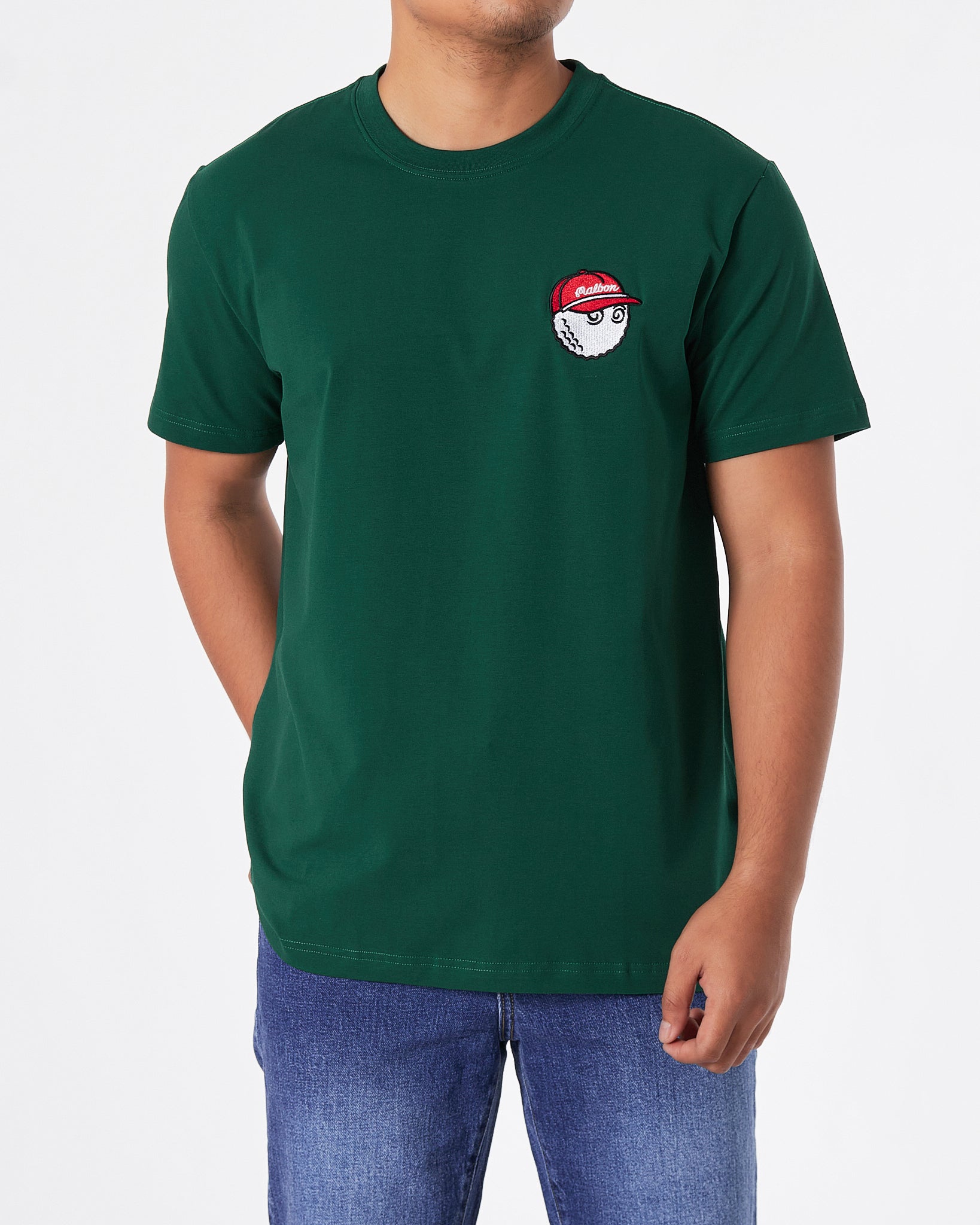 MAL Cartoon Embroidered Men Green T-Shirt 16.90