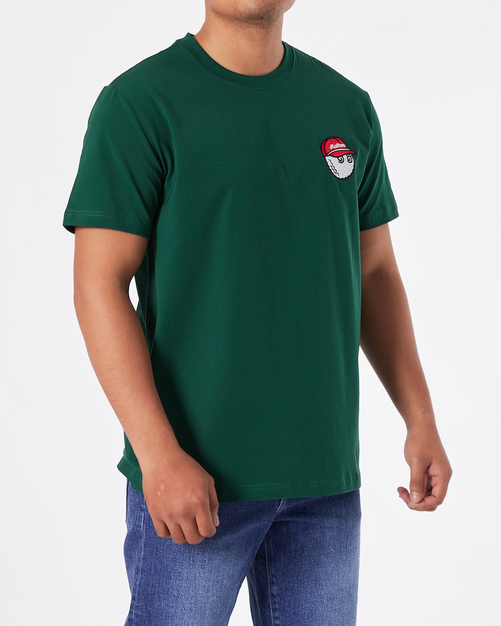 MAL Cartoon Embroidered Men Green T-Shirt 16.90