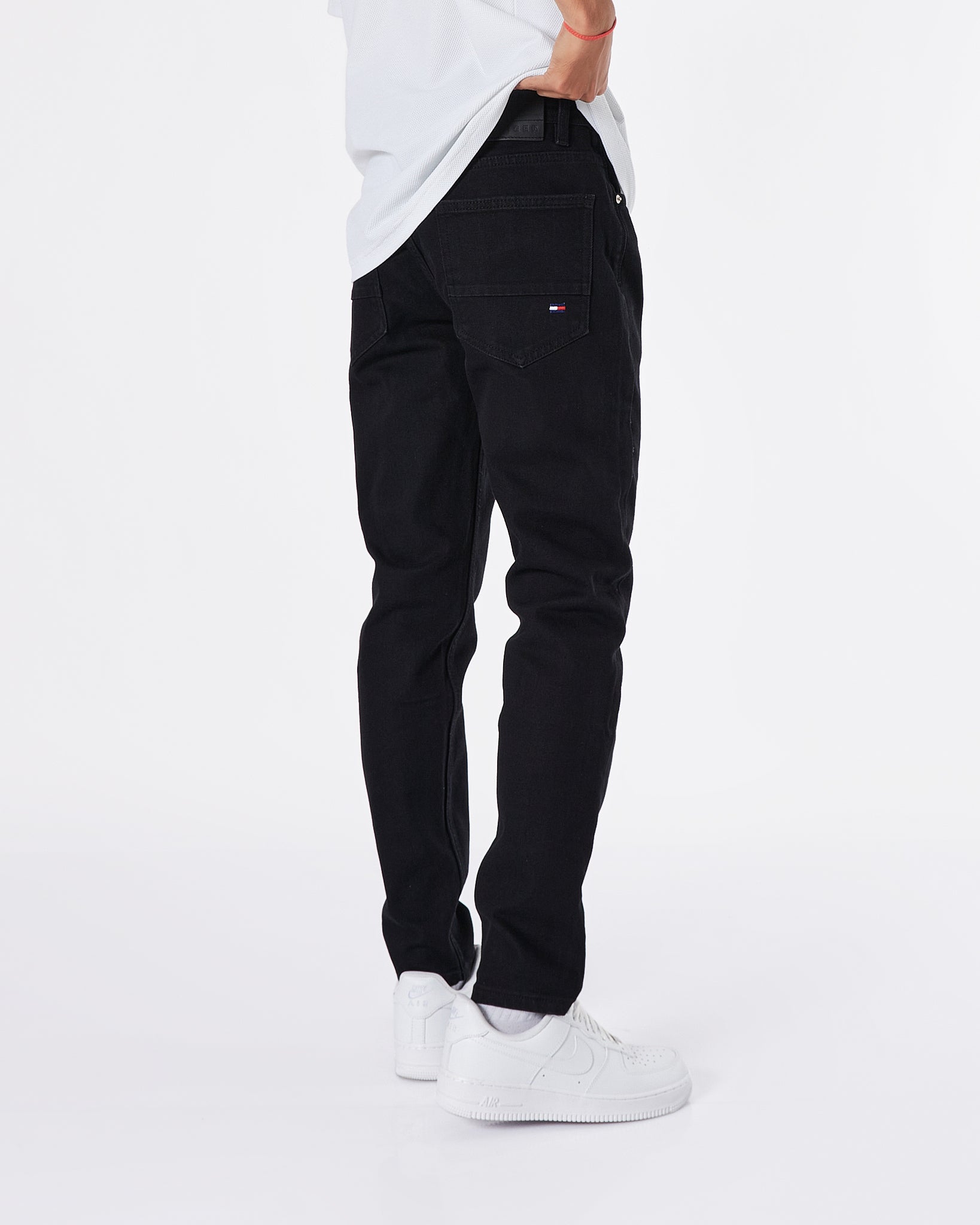 TH Flag Embroidered Men Black Slim Fit Jeans 25.90