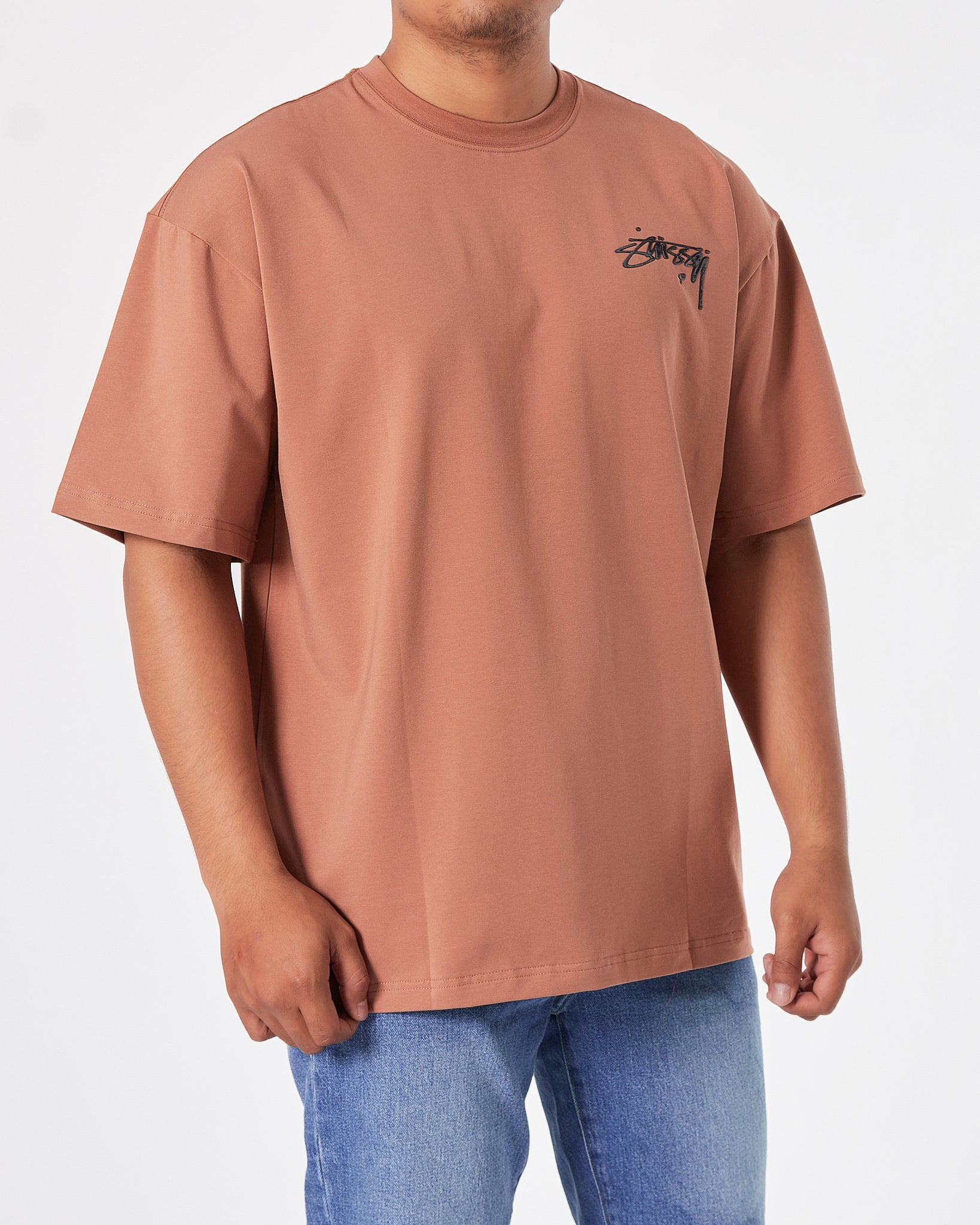 STU Front Back Logo Graffiti Printed Men Brown T-Shirt 20.90