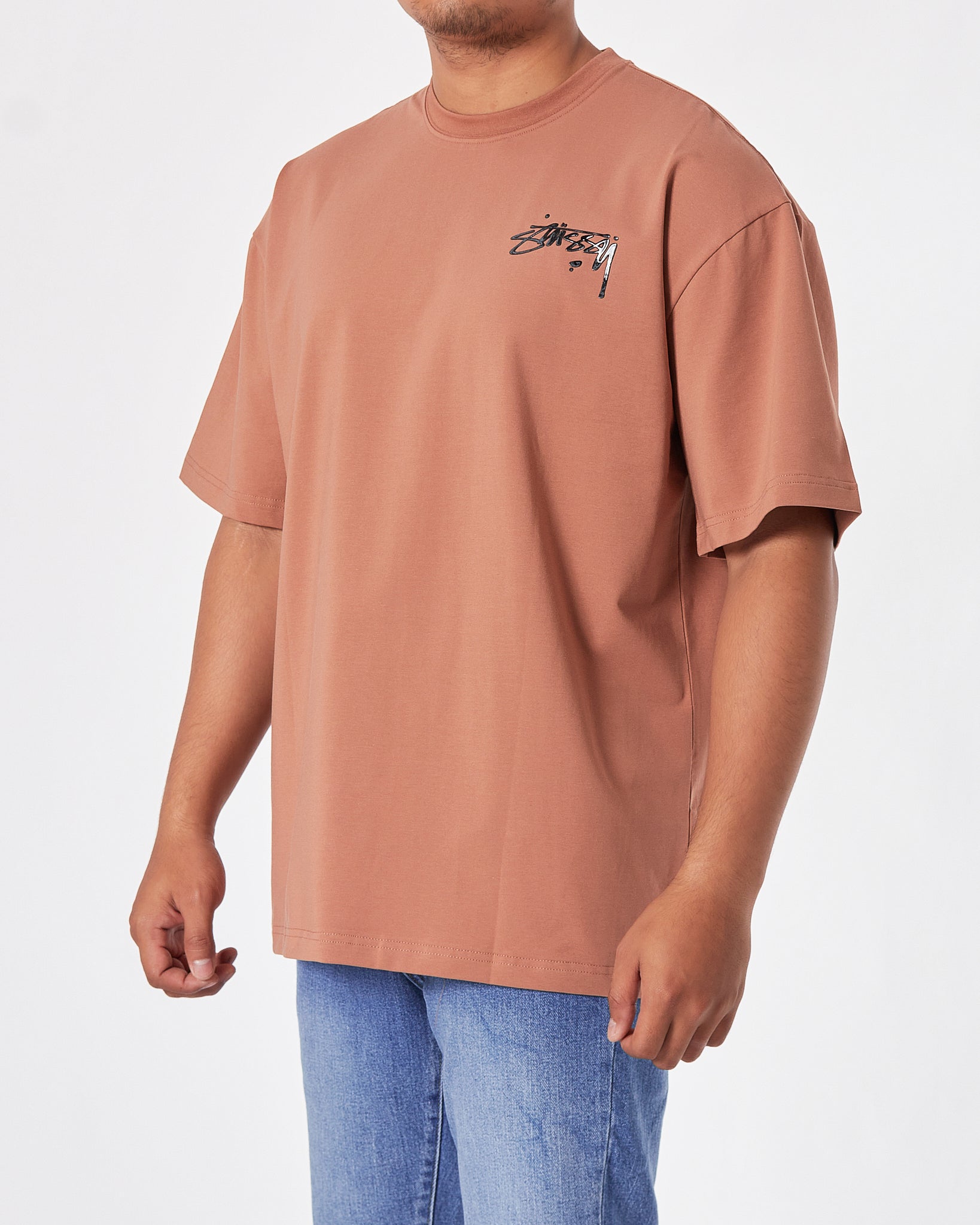 STU Front Back Logo Graffiti Printed Men Brown T-Shirt 20.90