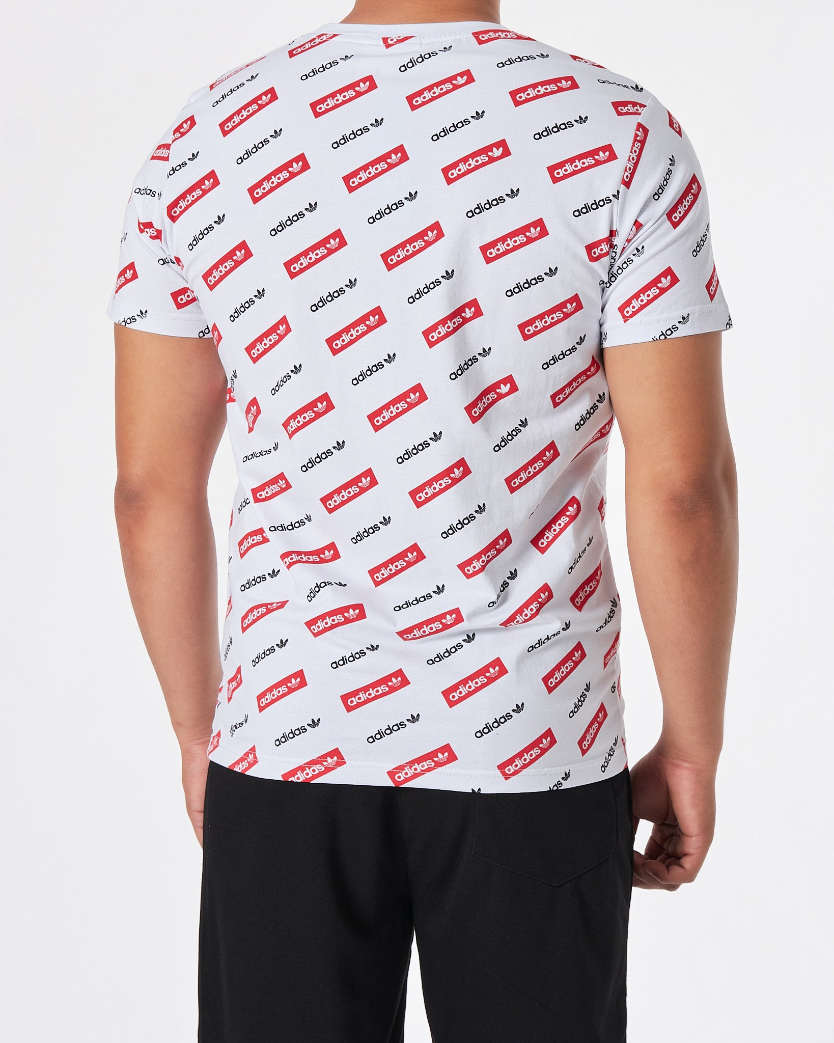 ADI Logo Over Printed Men White T-Shirt 17.90
