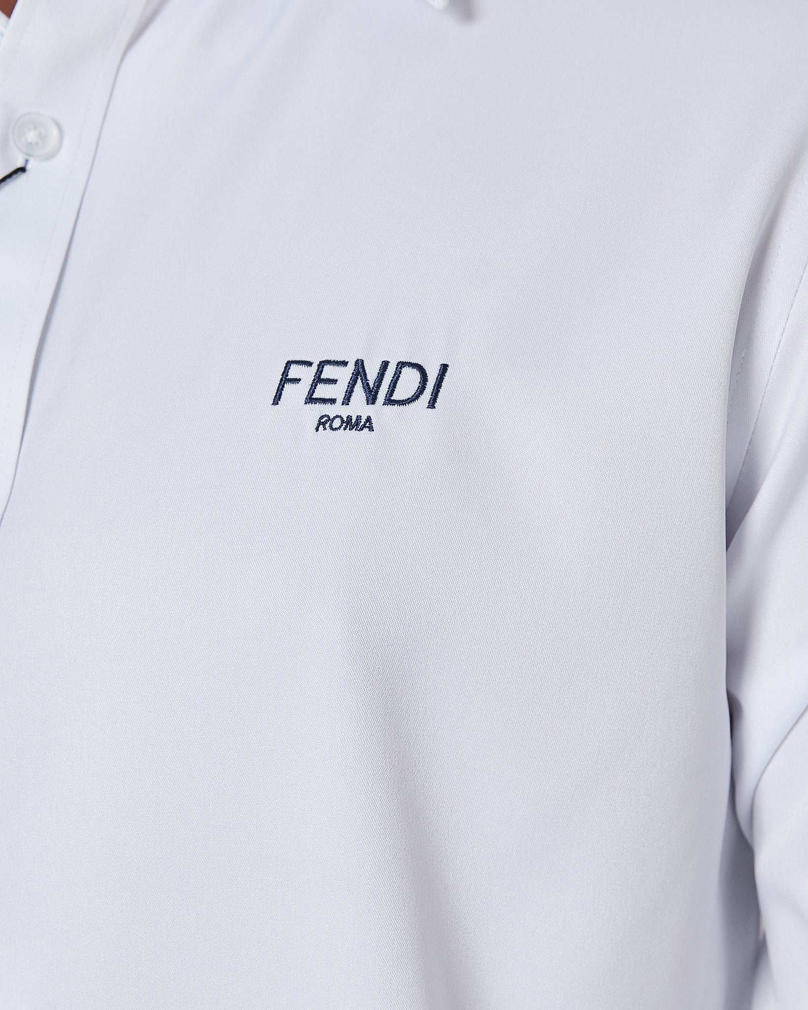 FEN Logo Embroidered Men White Shirts Long Sleeve 22.90