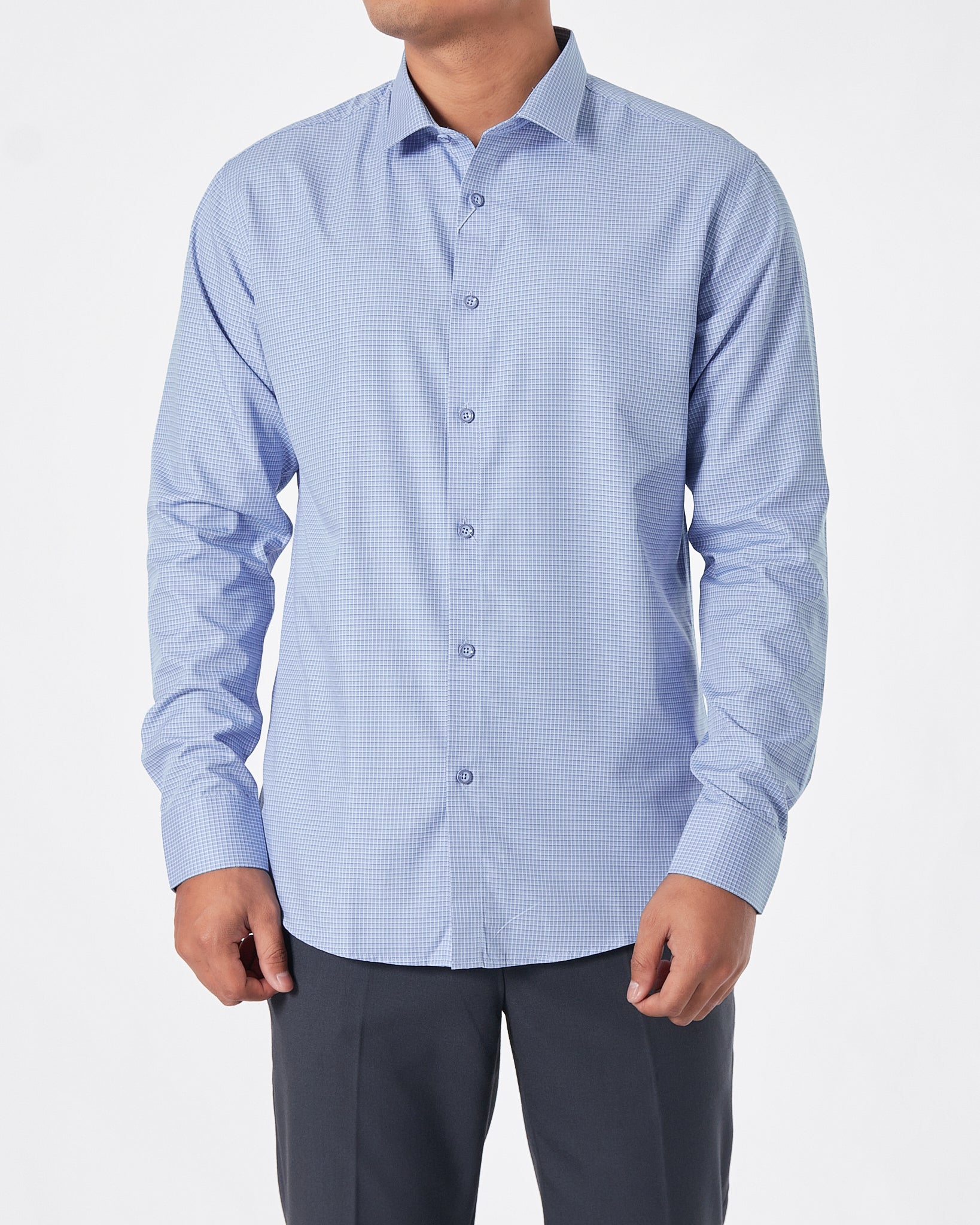 NK Slim Fit Men Checked Blue Shirts Long Sleeve 25.90