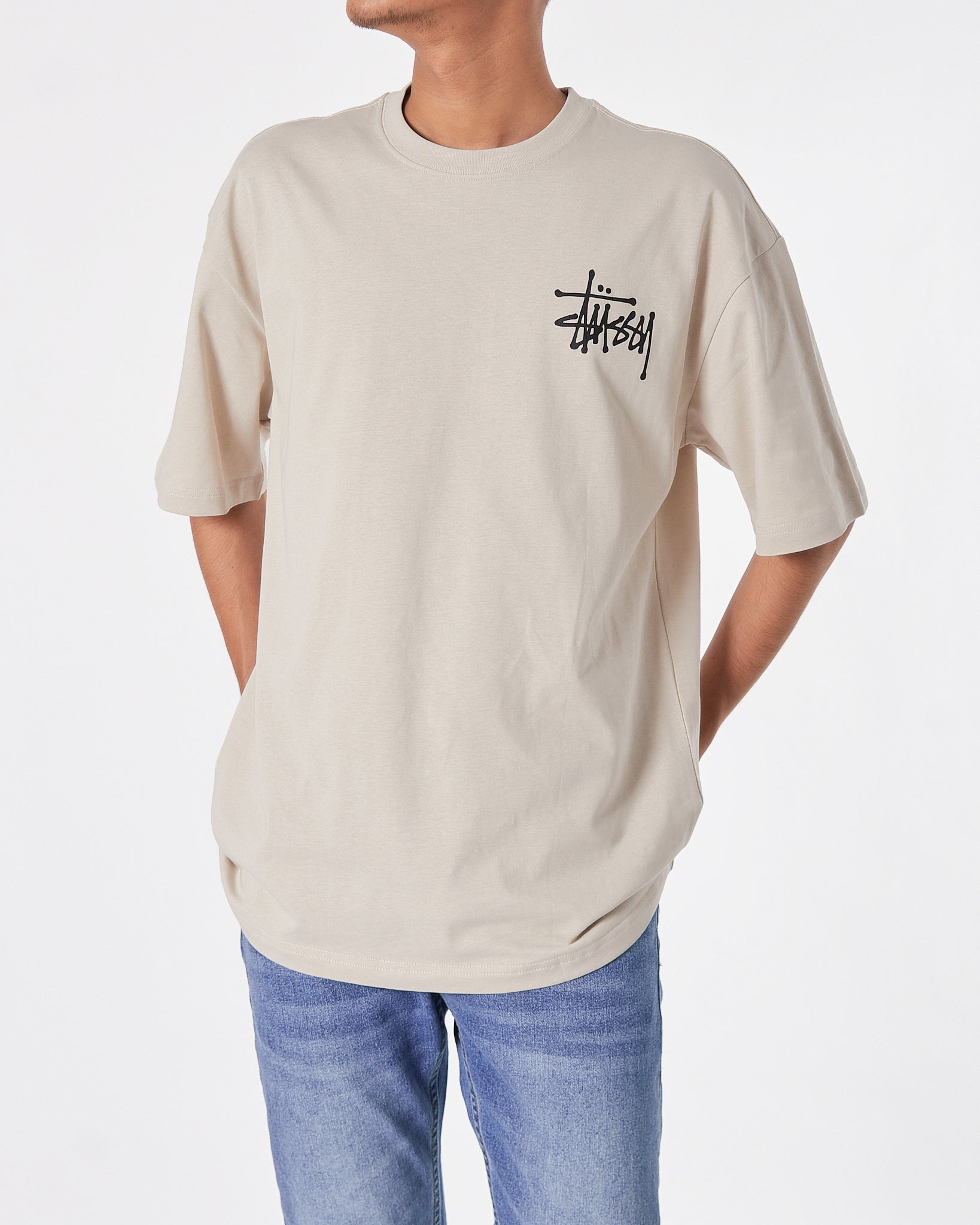STU Back Logo Printed Men Cream T-Shirt 20.90