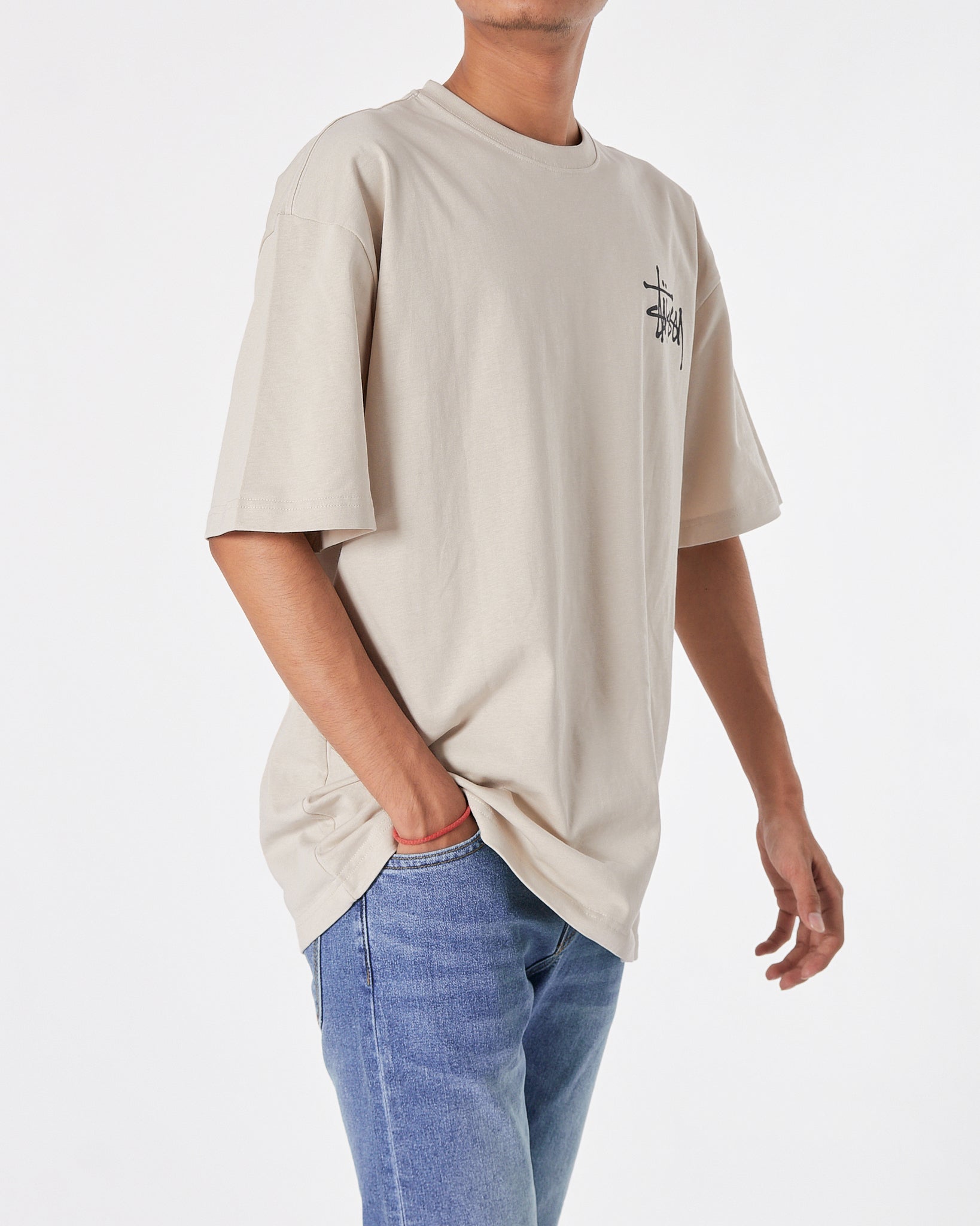 STU Back Logo Printed Men Cream T-Shirt 20.90