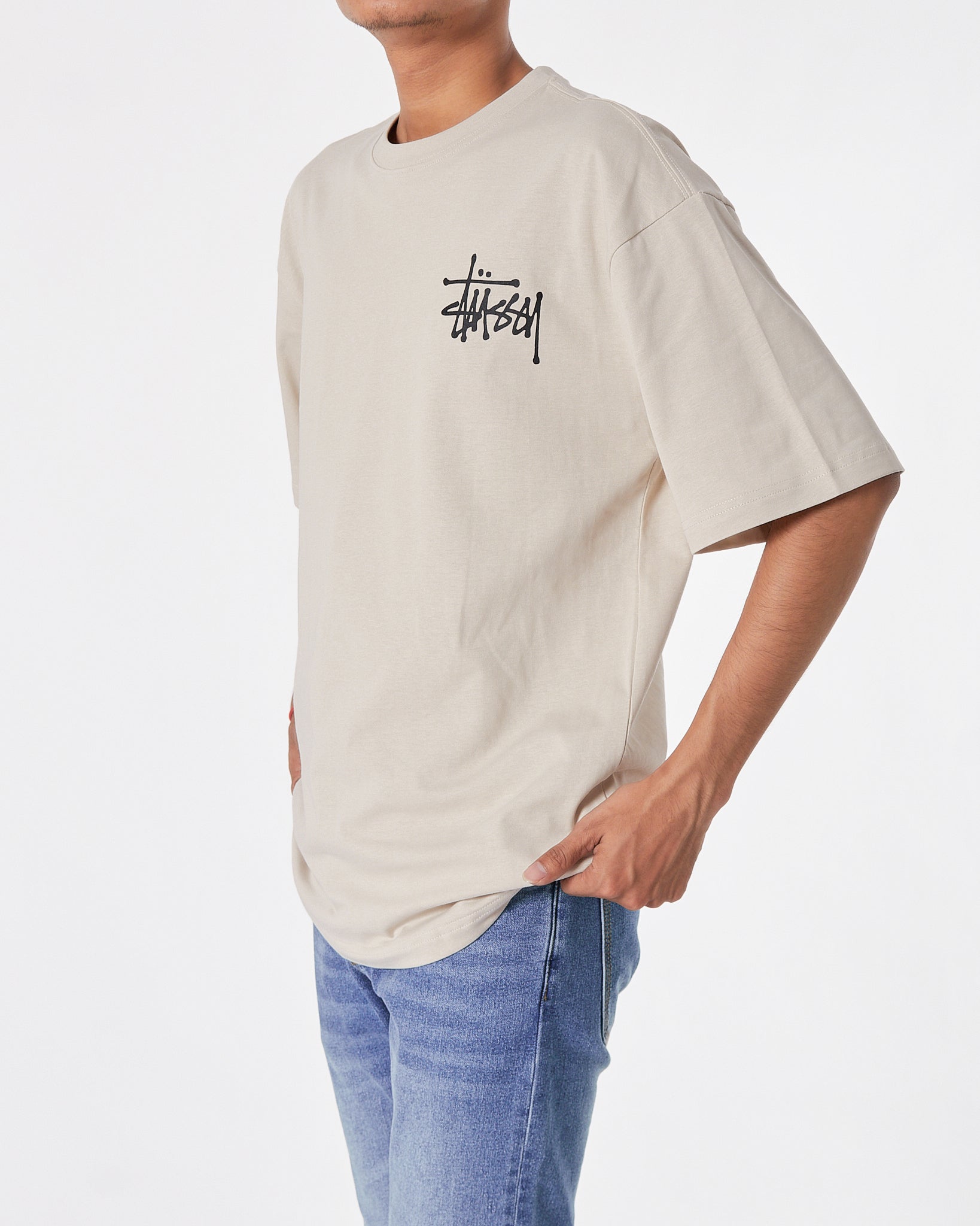 STU Back Logo Printed Men Cream T-Shirt 20.90