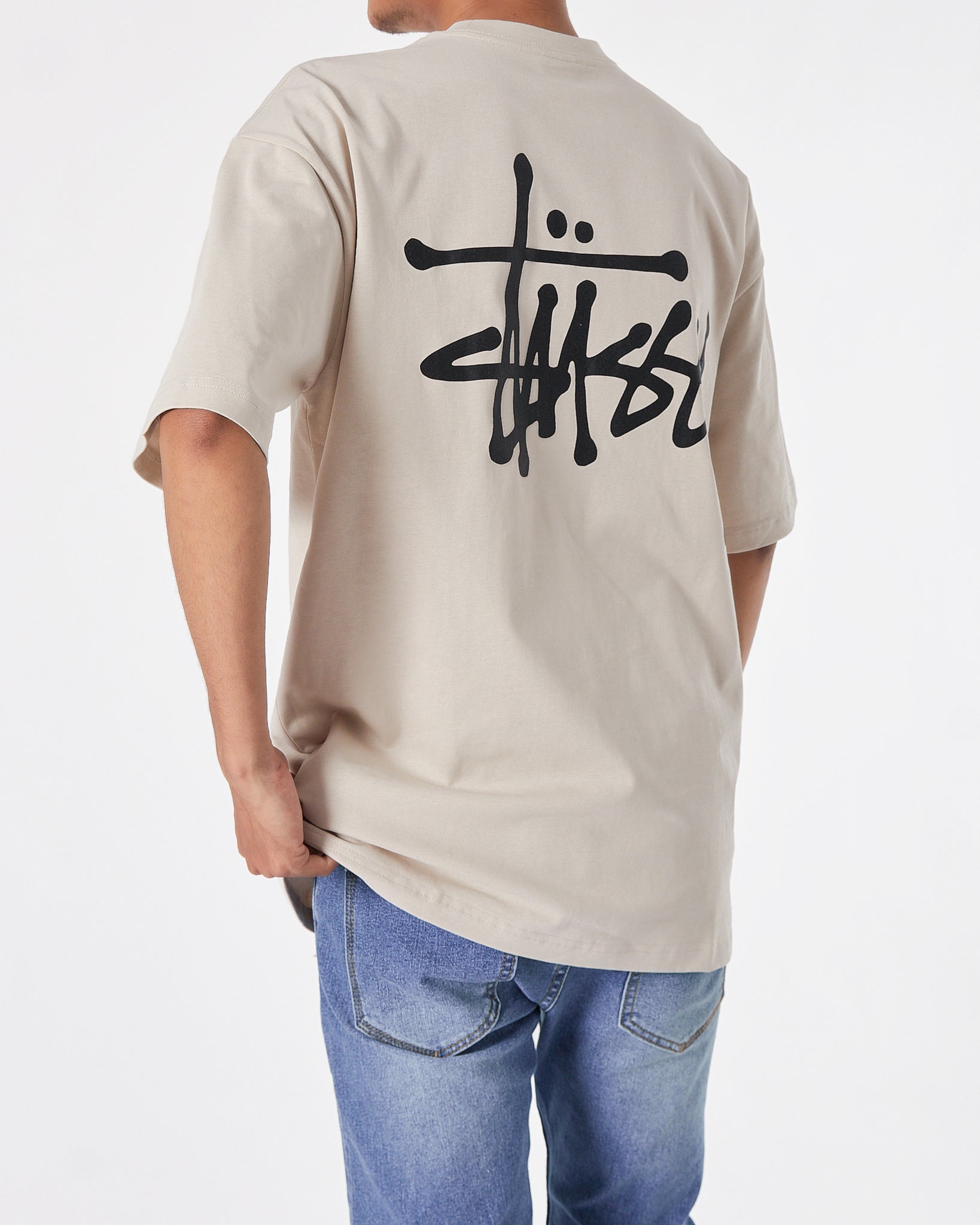 STU Back Logo Printed Men Cream T-Shirt 20.90