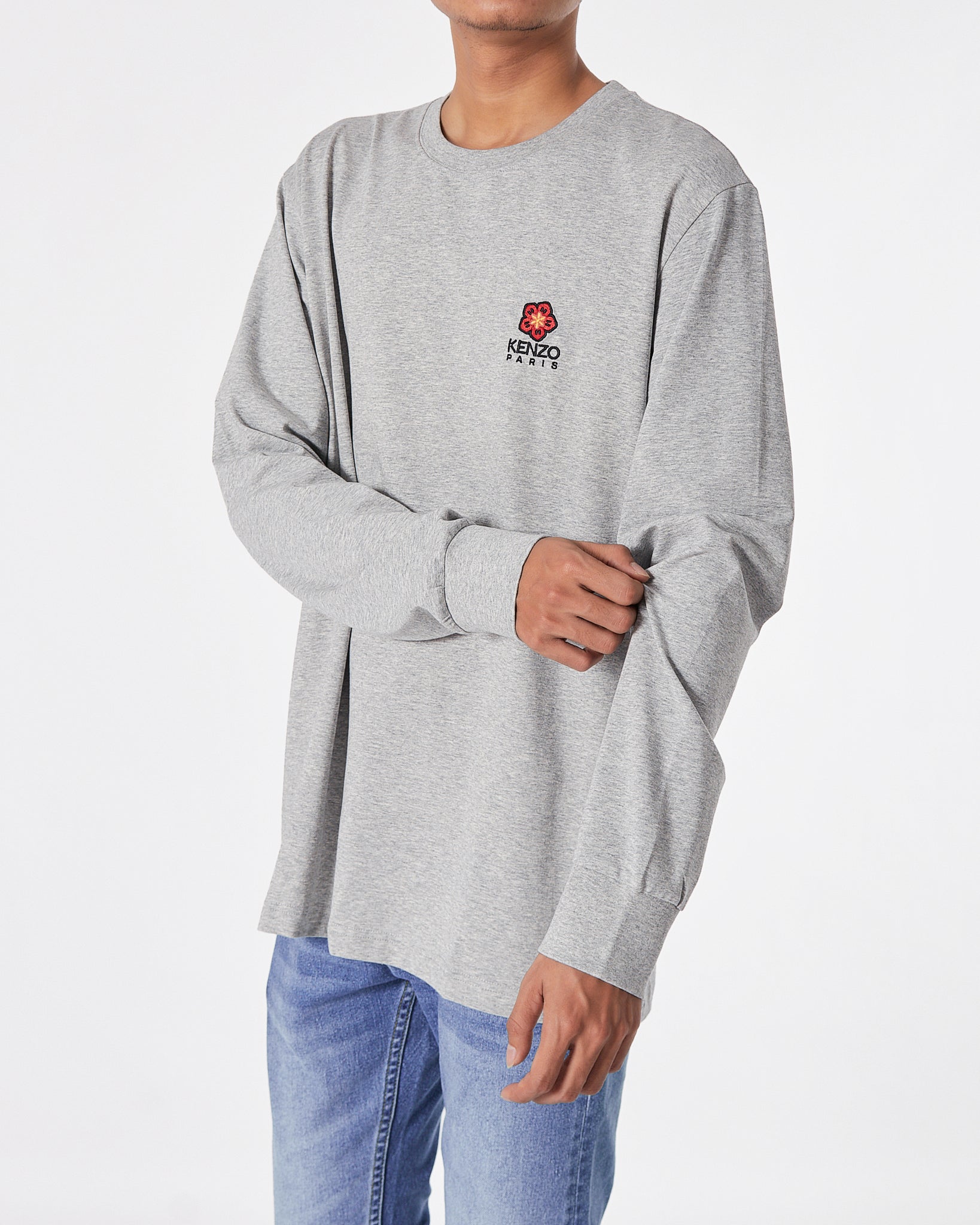 KEN Back Logo Printed Men Grey T-Shirt Long Sleeve 23.90