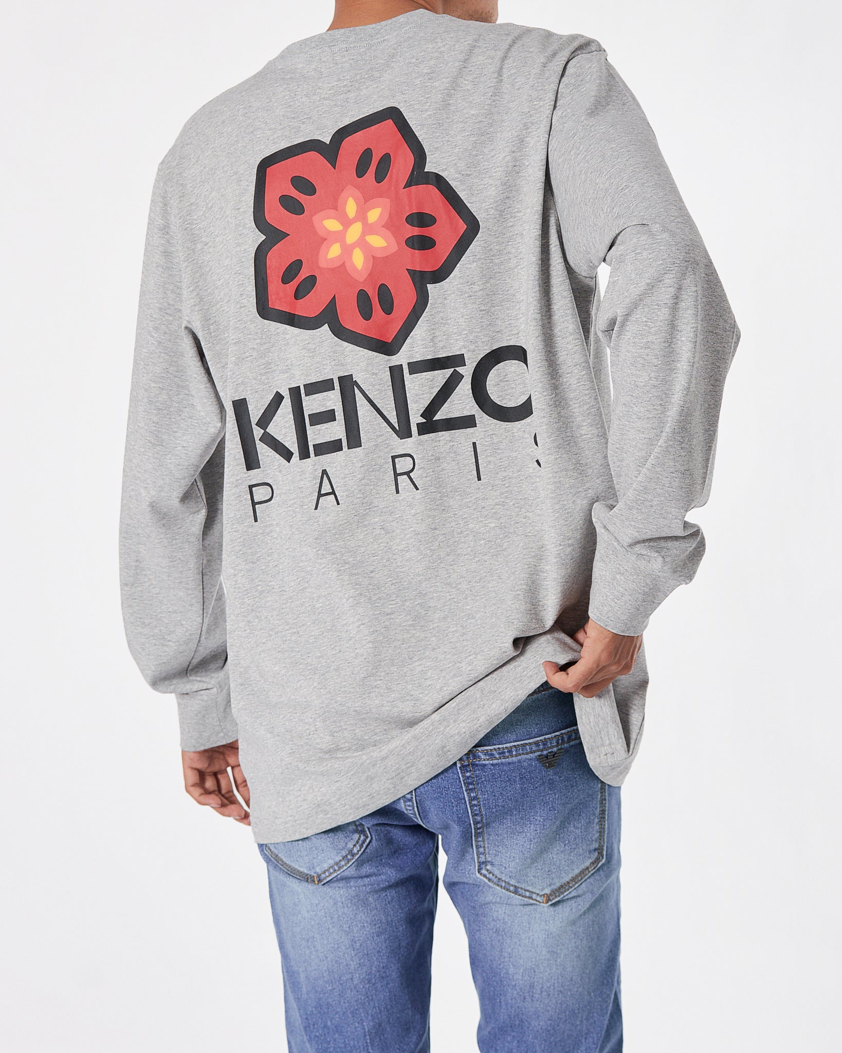 KEN Back Logo Printed Men Grey T-Shirt Long Sleeve 23.90