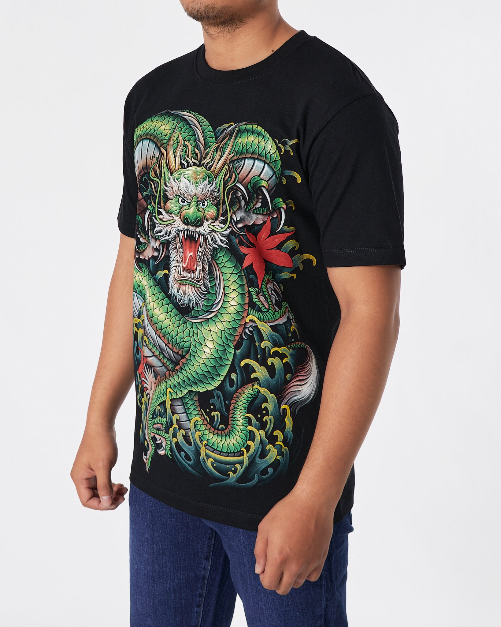 THA Dragon Front & Back Printed Men Over Size T-Shirt 15.90