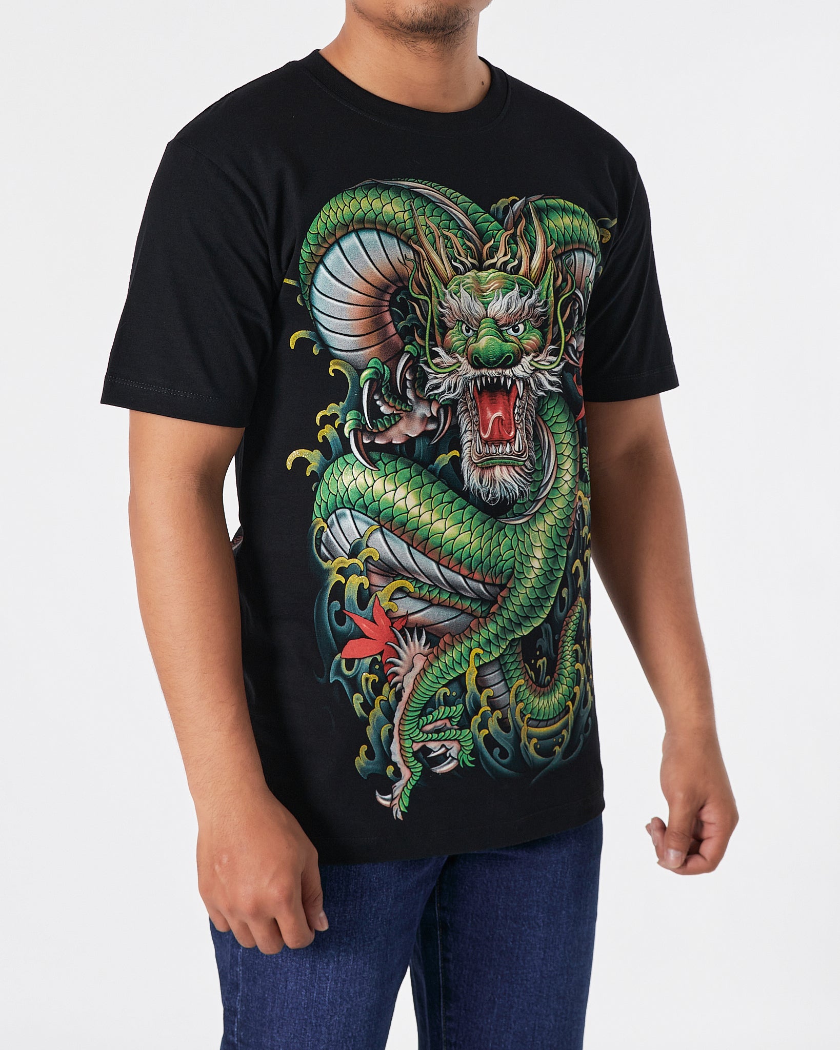 THA Dragon Front & Back Printed Men Over Size T-Shirt 15.90