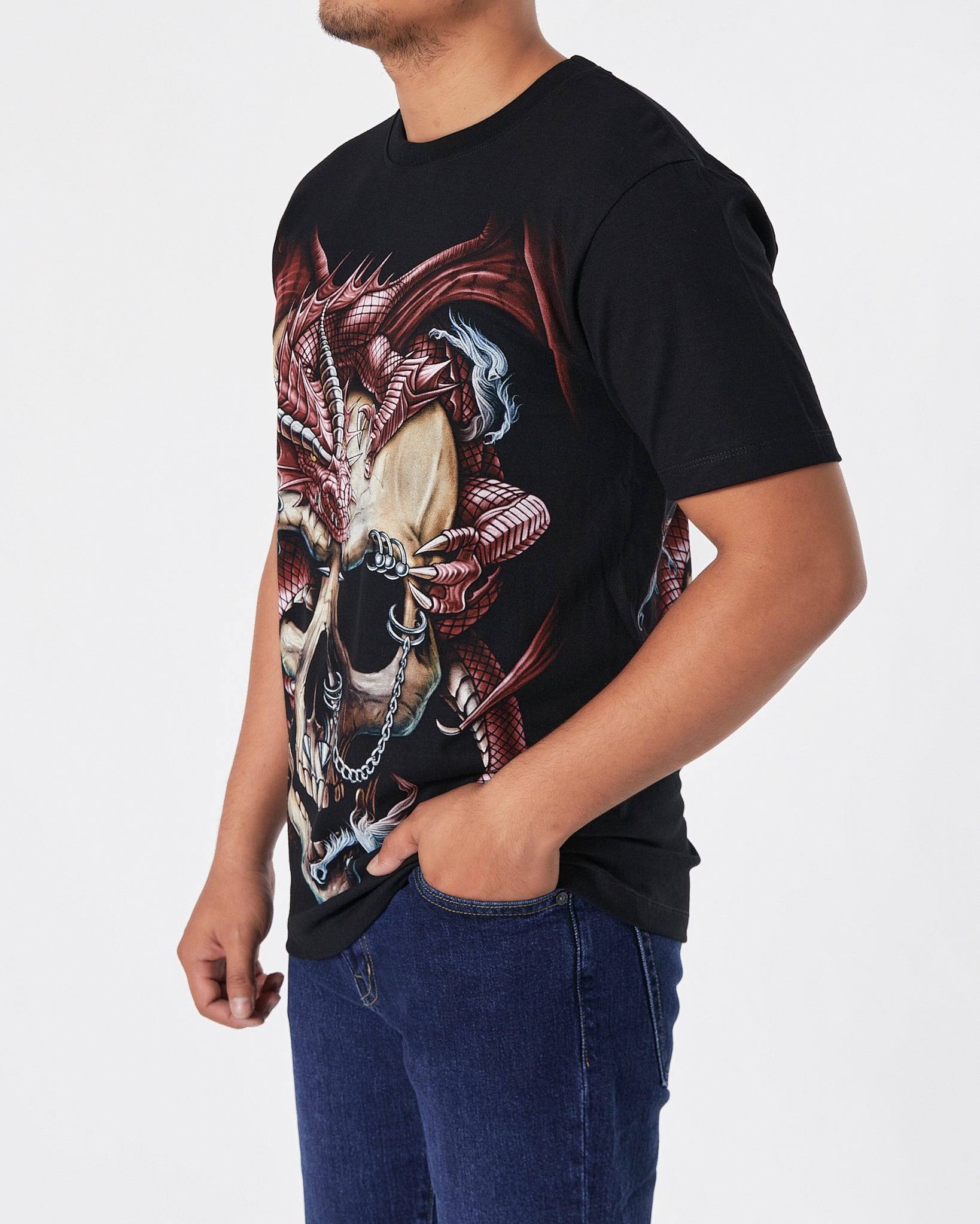 THA Skull Front & Back Printed Men Over Size T-Shirt 17.50