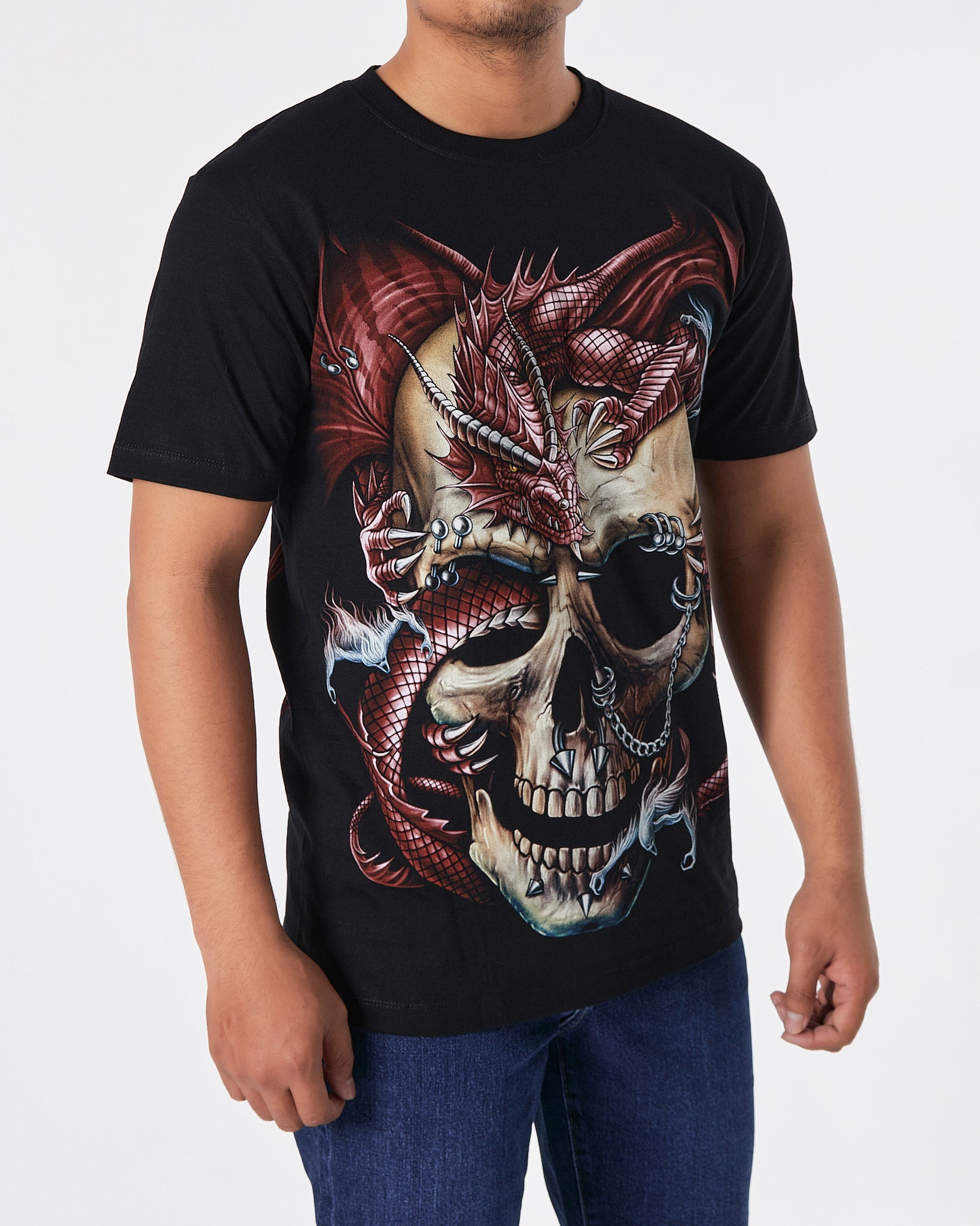 THA Skull Front & Back Printed Men Over Size T-Shirt 17.50
