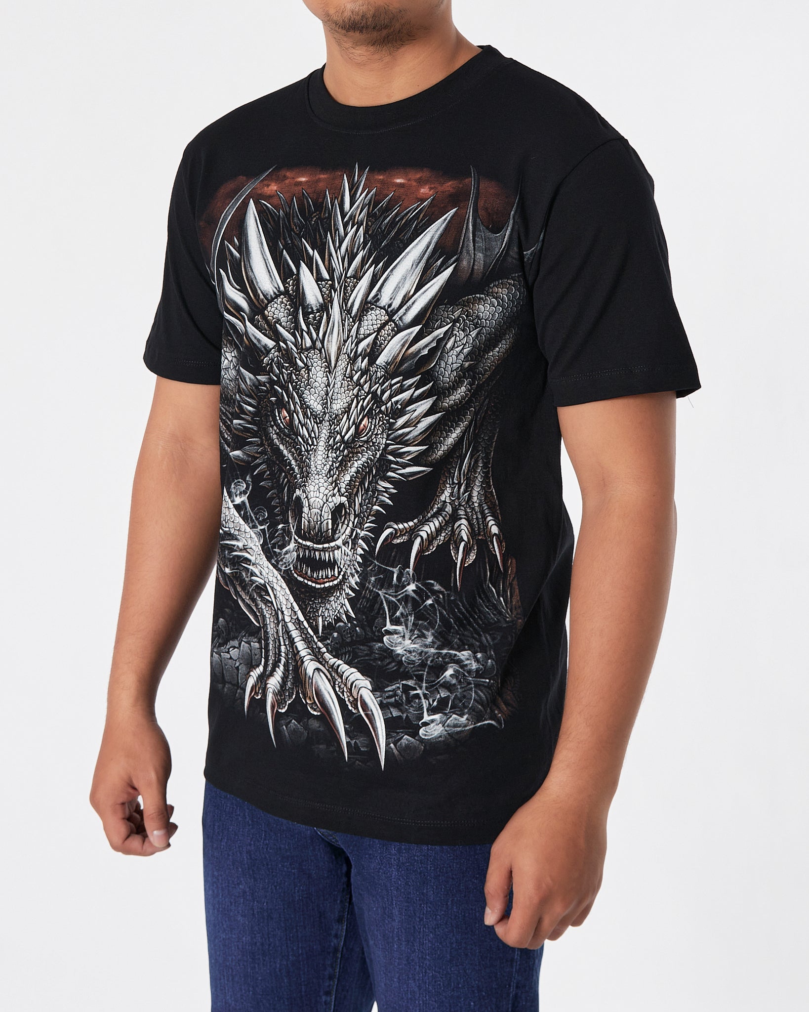 THA Dragon Front & Back Printed Men Over Size T-Shirt 15.90