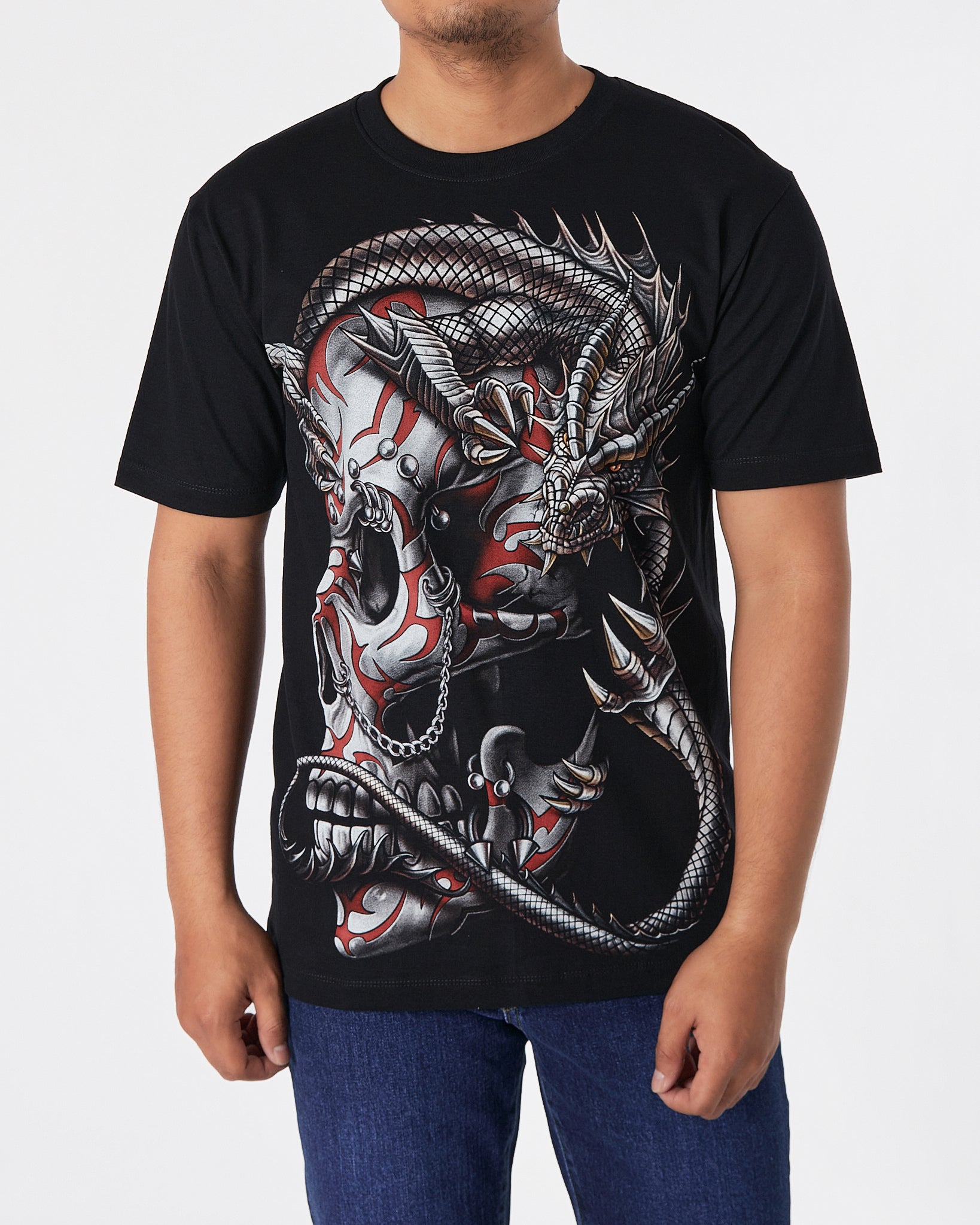 THA Skull Front & Back Printed Men Over Size T-Shirt 16.90