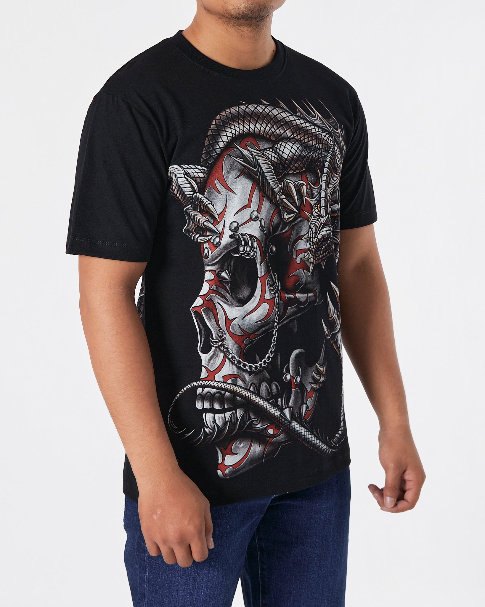 THA Skull Front & Back Printed Men Over Size T-Shirt 16.90
