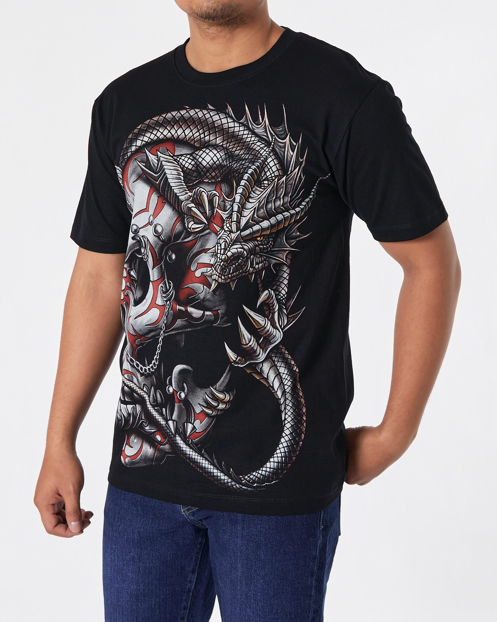 THA Skull Front & Back Printed Men Over Size T-Shirt 16.90