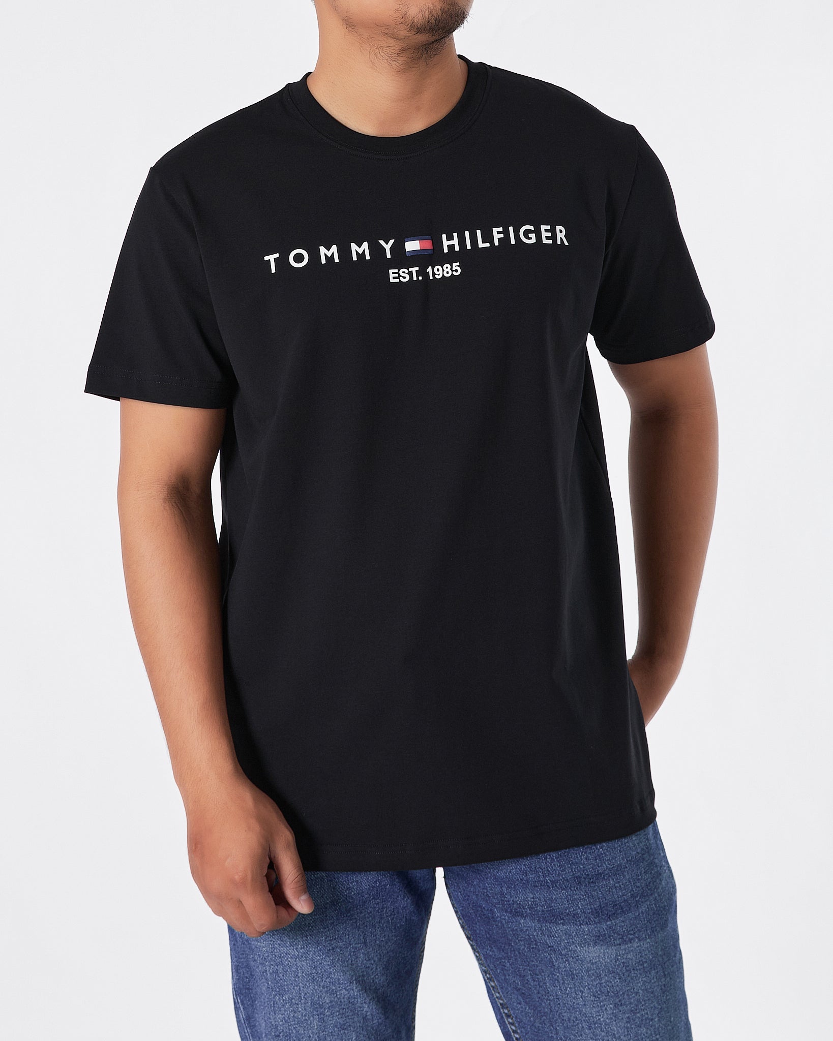 TH Logo Printed Men Black T-Shirt 14.90