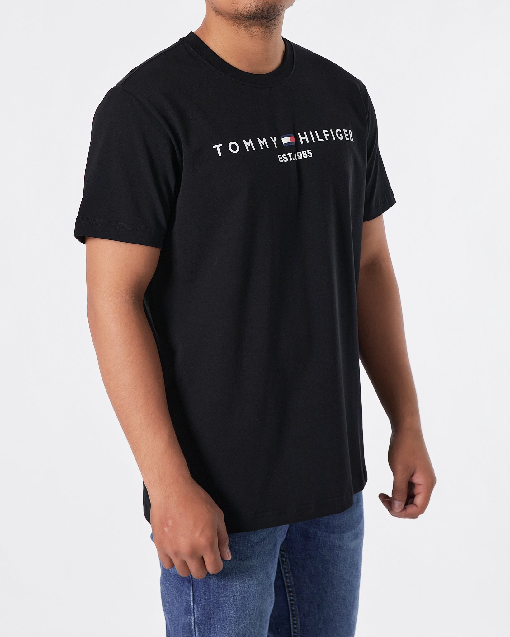 TH Logo Printed Men Black T-Shirt 14.90