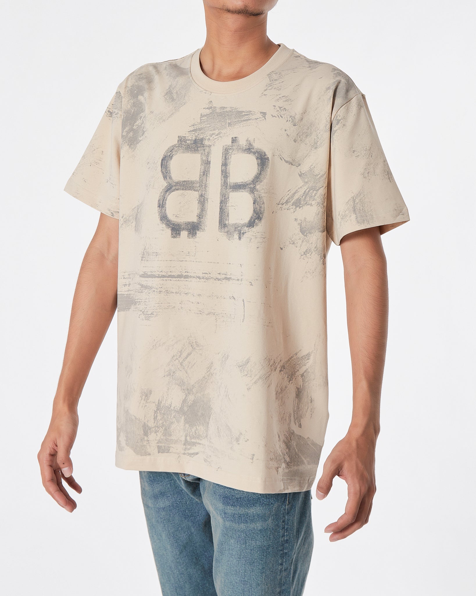 BAL Faded Color Logo Printed Men Cream T-Shirt 16.90