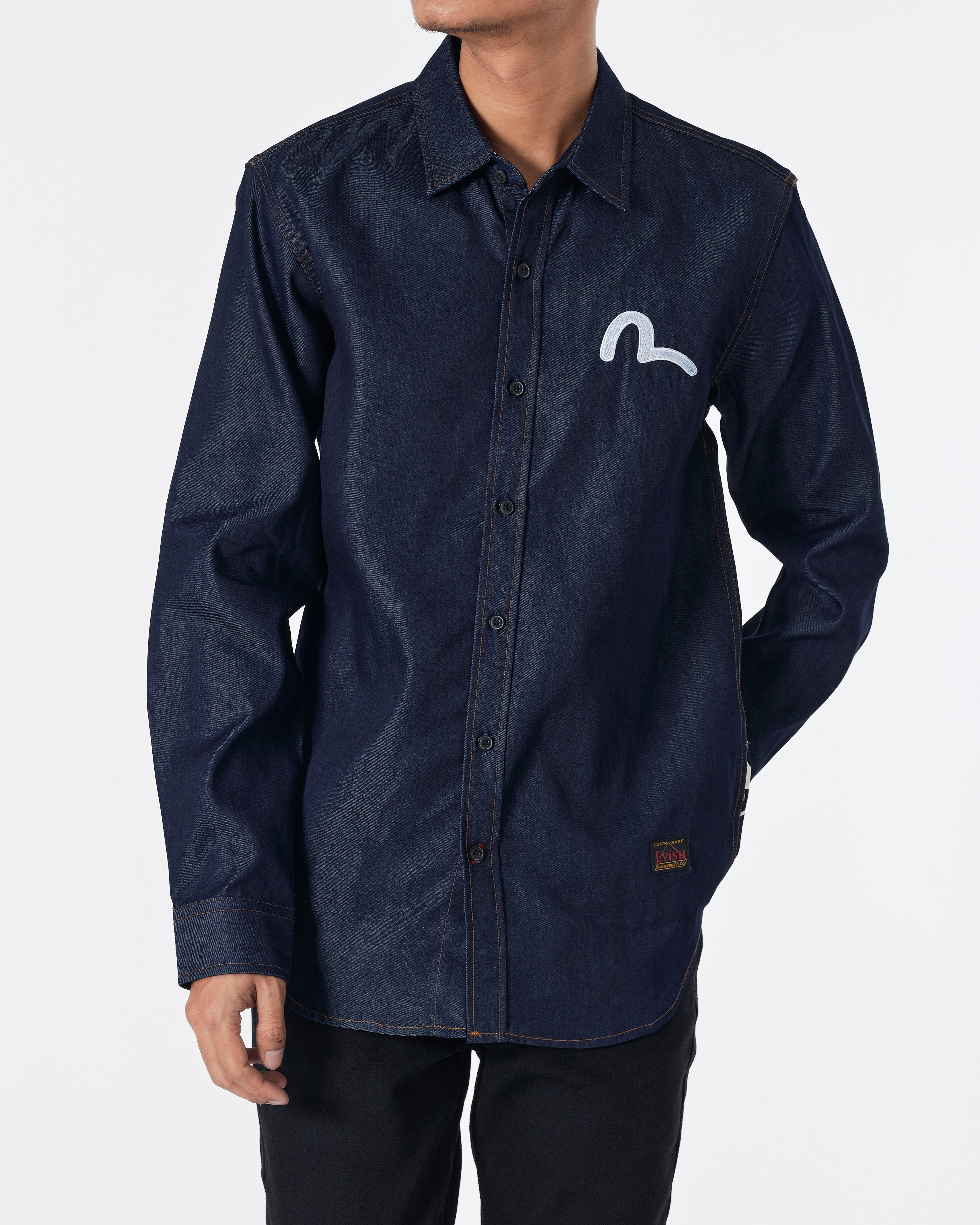 Taka Eagle Print Men Denim Long Sleeve Shirt 34.90